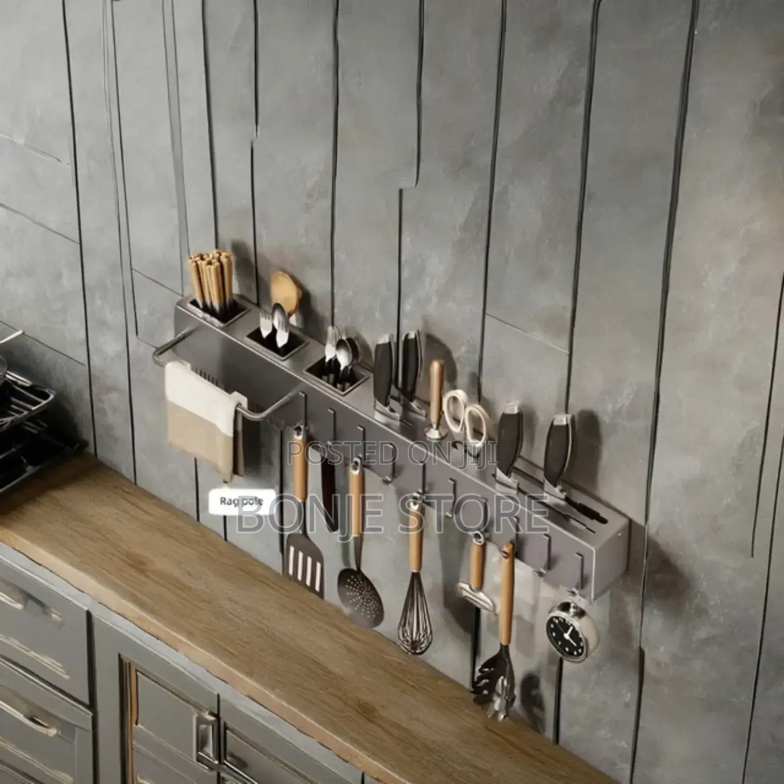 Kitchen Utensils Rack With 3 Spoon Cup - 60cm