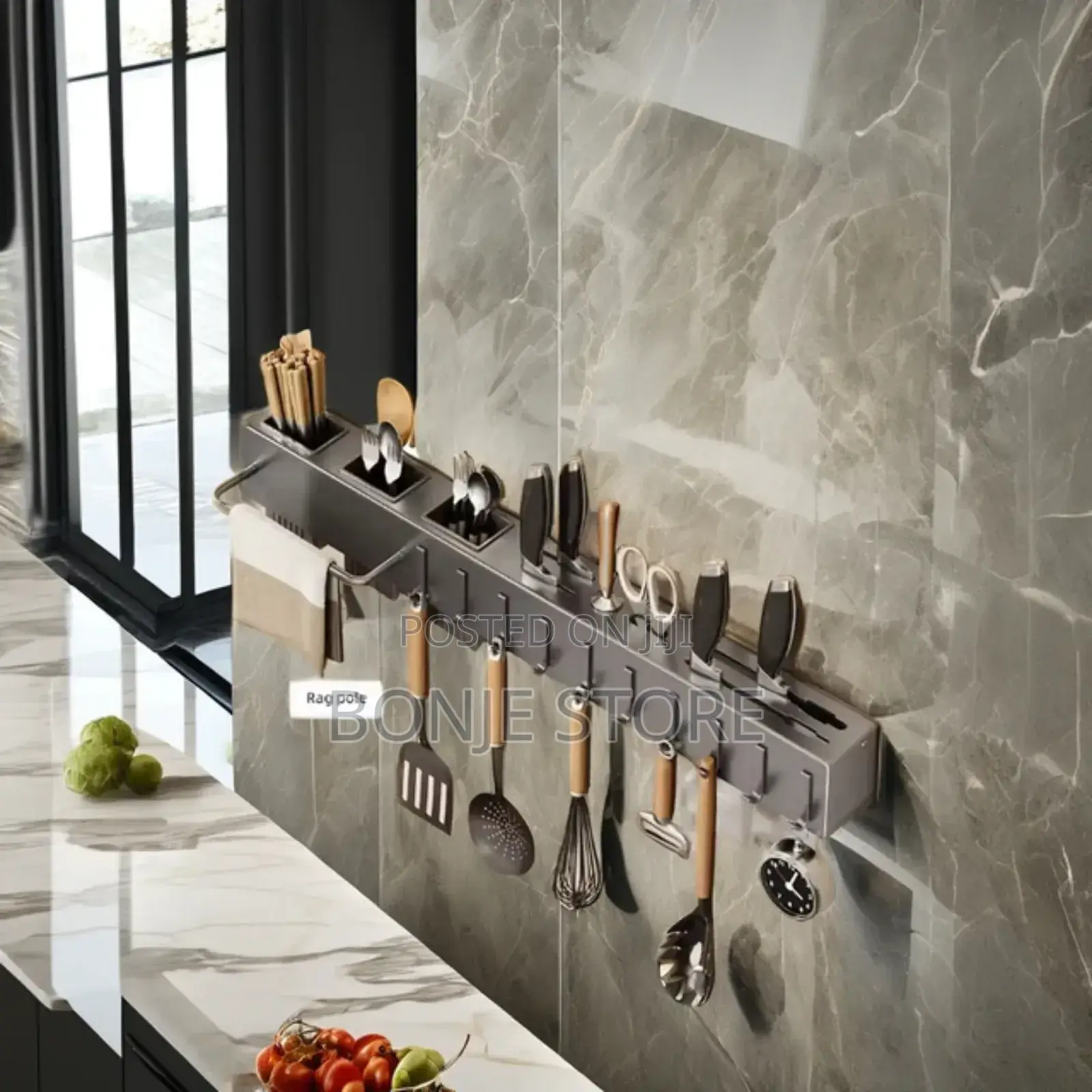 Kitchen Utensils Rack With 3 Spoon Cup - 60cm