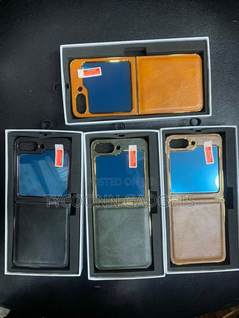 Leather Case for Samsung Z Flip 3 4 5 6 With Edge Protection