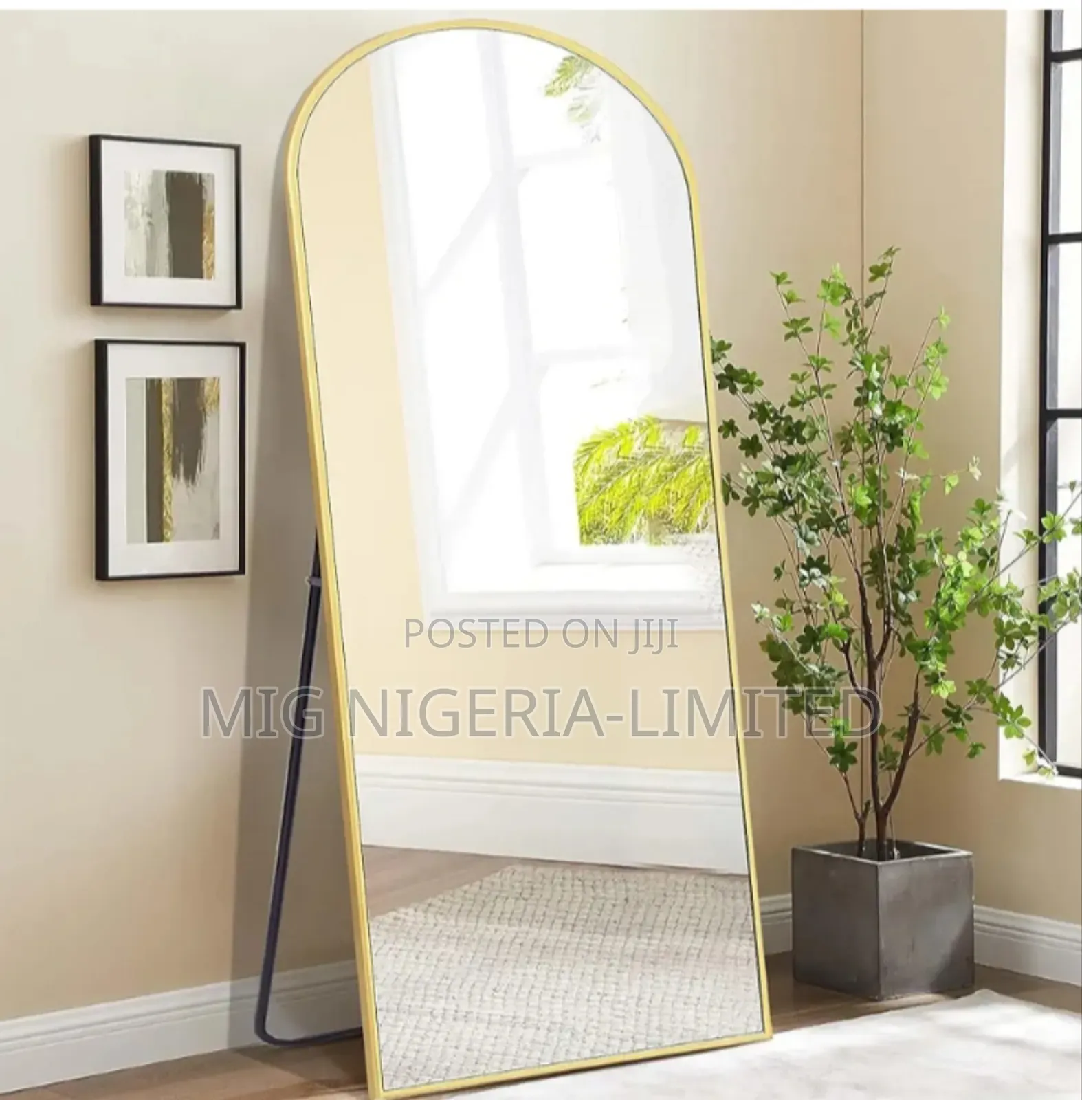 Luxury Style Wall Gold Metal Finish Full Length Mirror