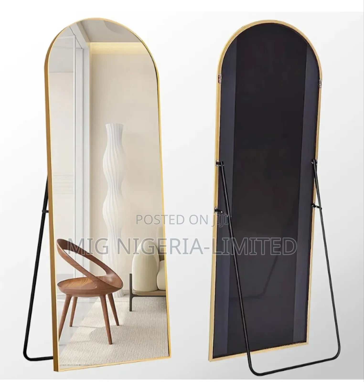 Luxury Style Wall Gold Metal Finish Full Length Mirror