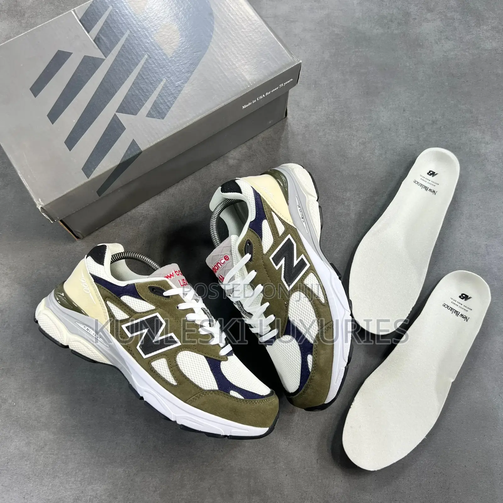 Original New Balance Made in USA 990v3 Olive Sneakers