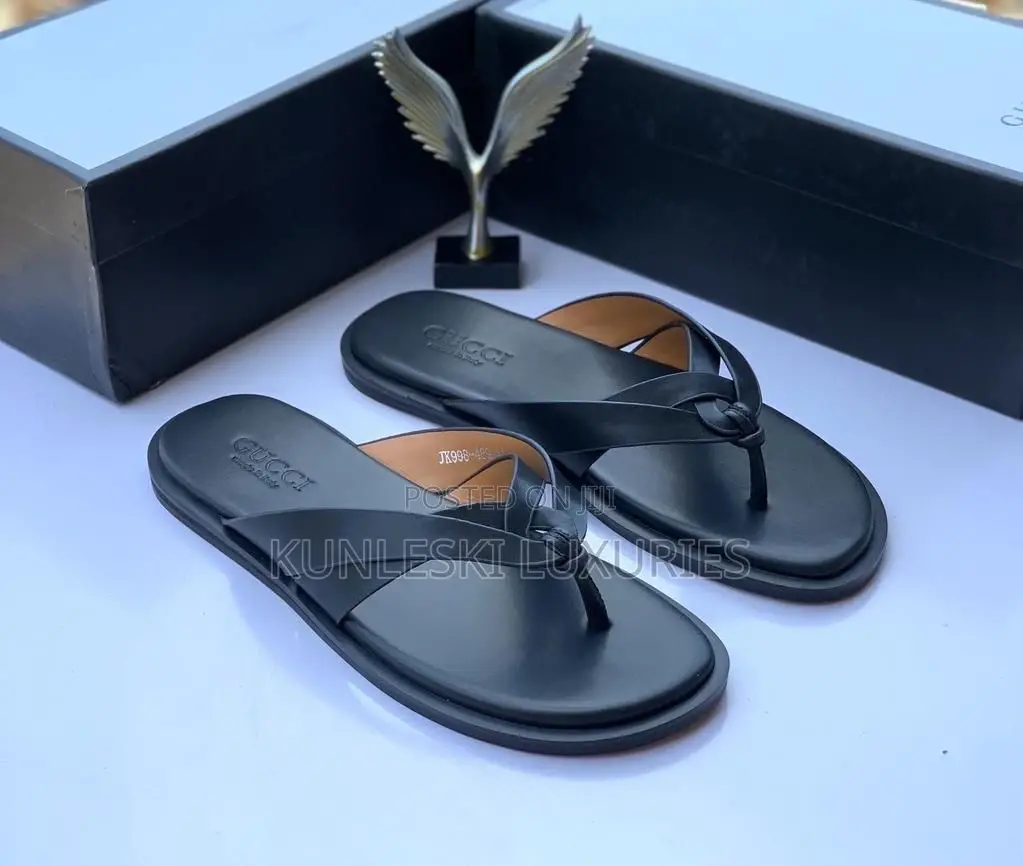 Original Gucci Men Leather Slippers in 4 Colorways