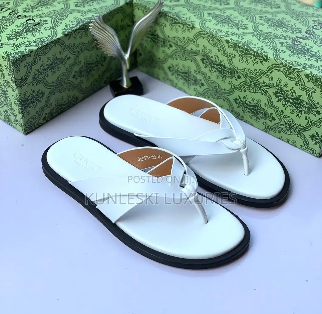 Original Gucci Men Leather Slippers in 4 Colorways