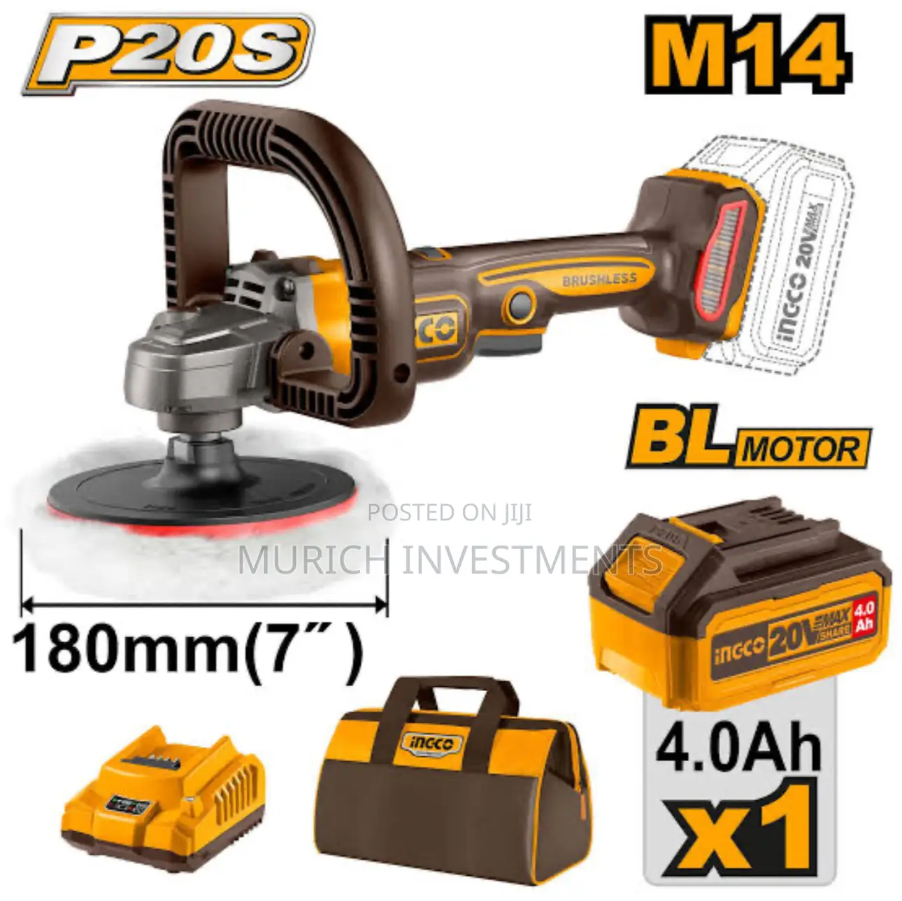 20V Lithium-ion Polisher 7” 3IN1 Polisher Buffer And Sander