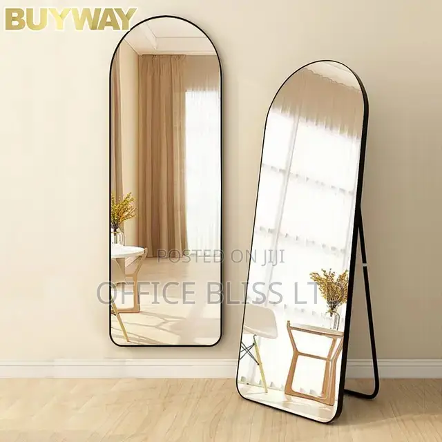 Arched Framed Top Standing / Wall Mirror - BLACK