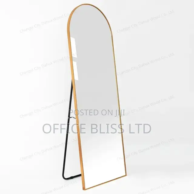 Arched Top Framed Wall / Standing Mirror - GOLD