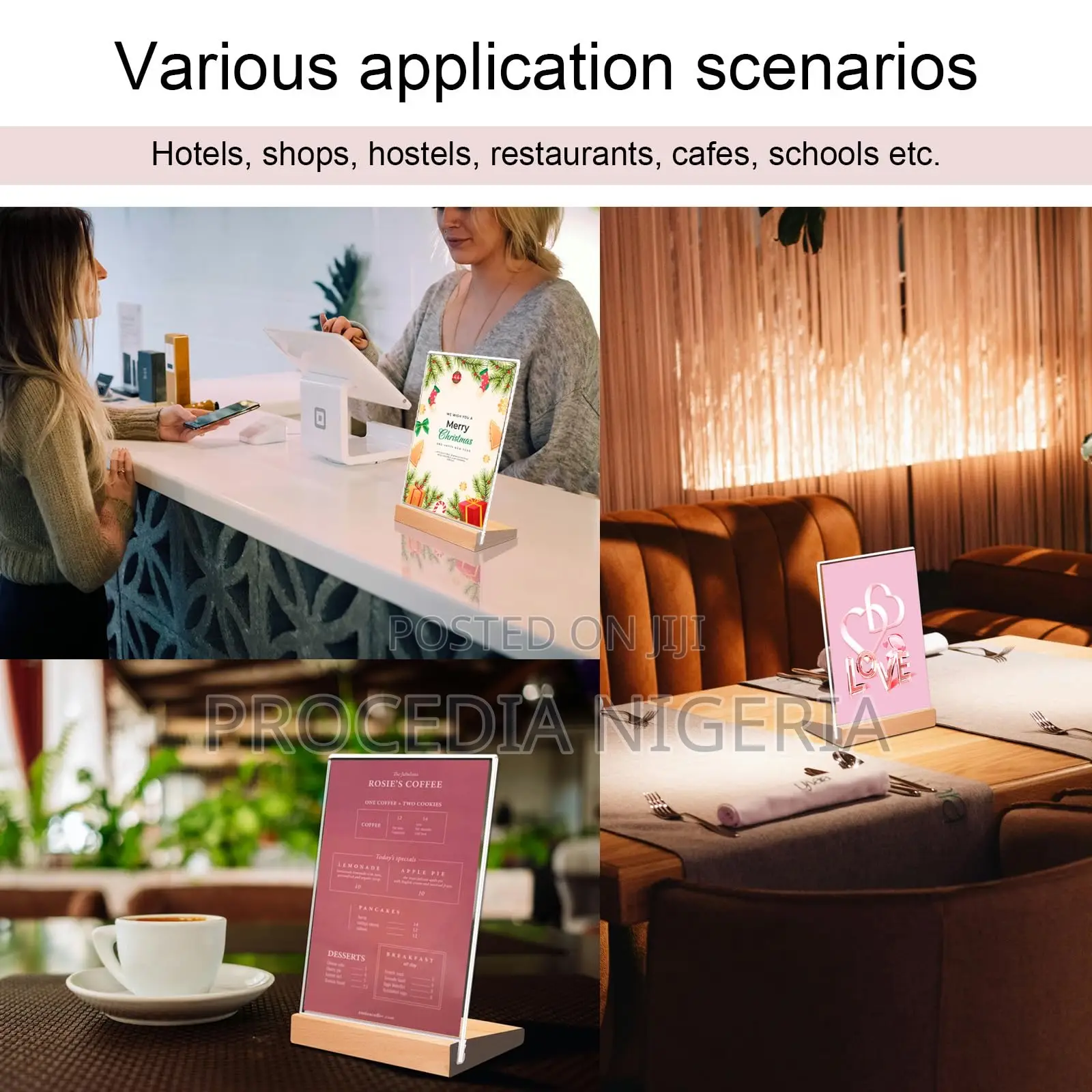 Menu/Payment Qr-Code Multipurpose Acrylic Wood-Based Signage