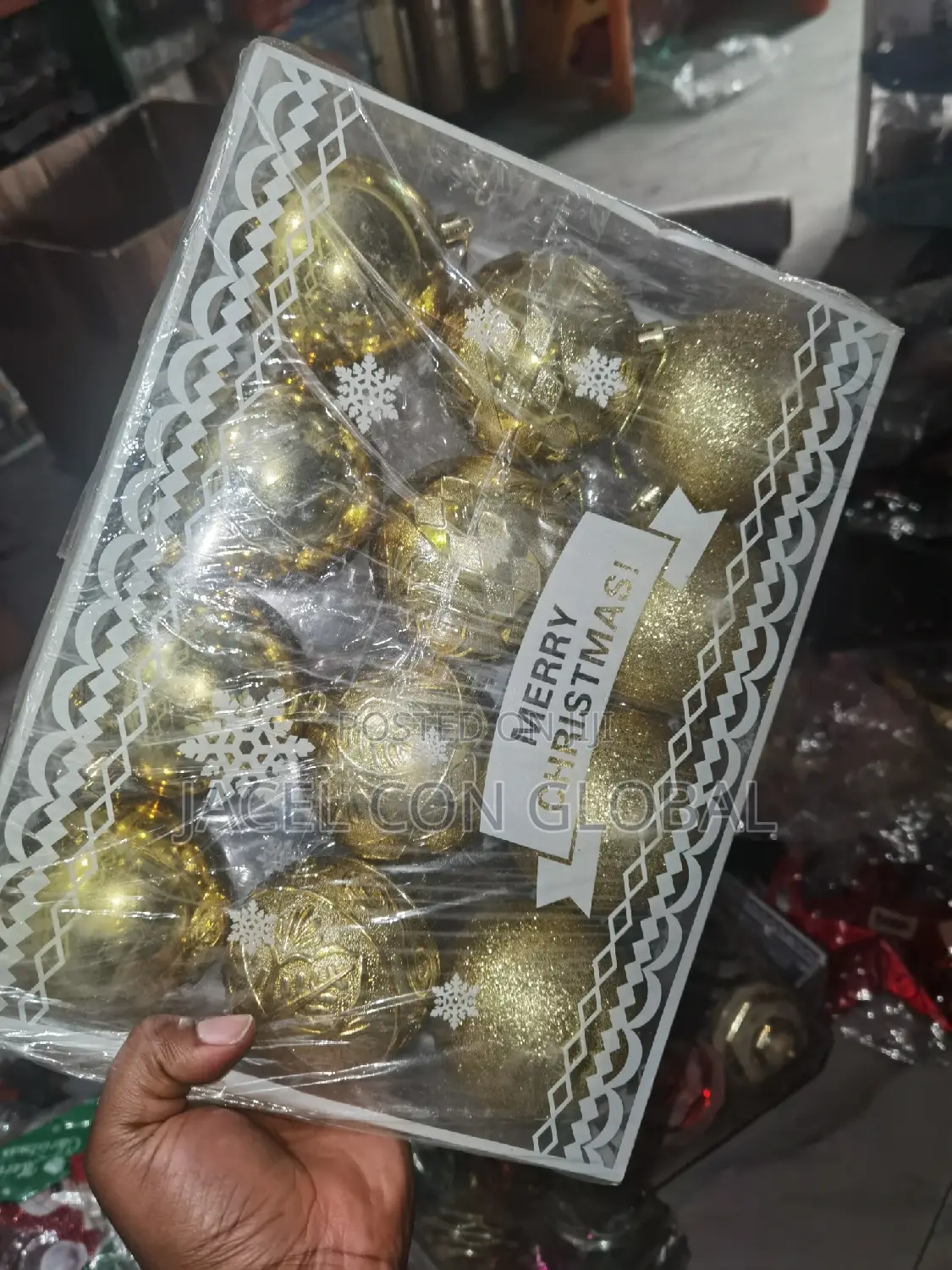 Gold Color Christmas Tree Balls (12 Pieces in a Pack)