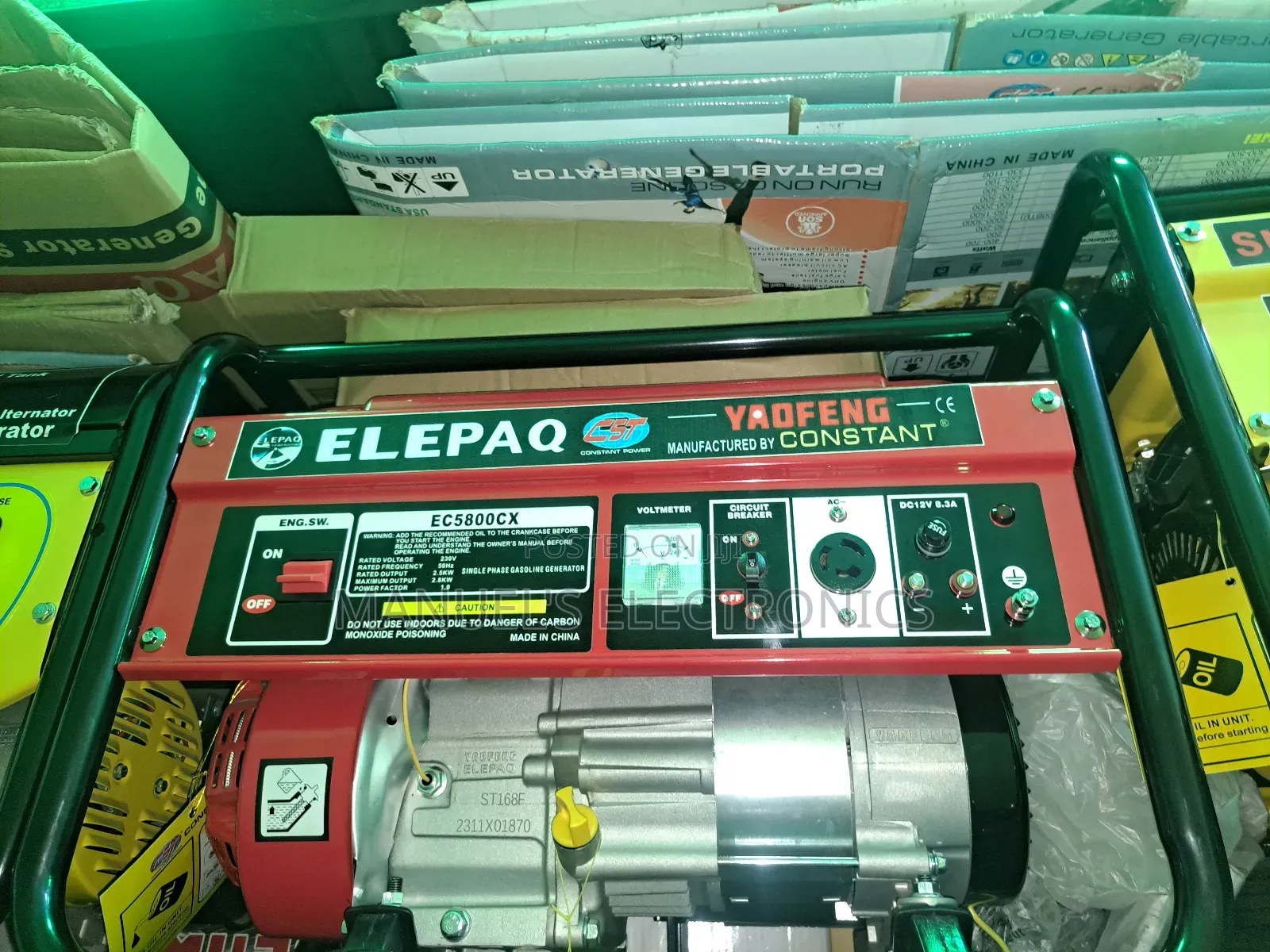 Elepaq Red Petrol Generator Model Ec5800cx 3.0kva