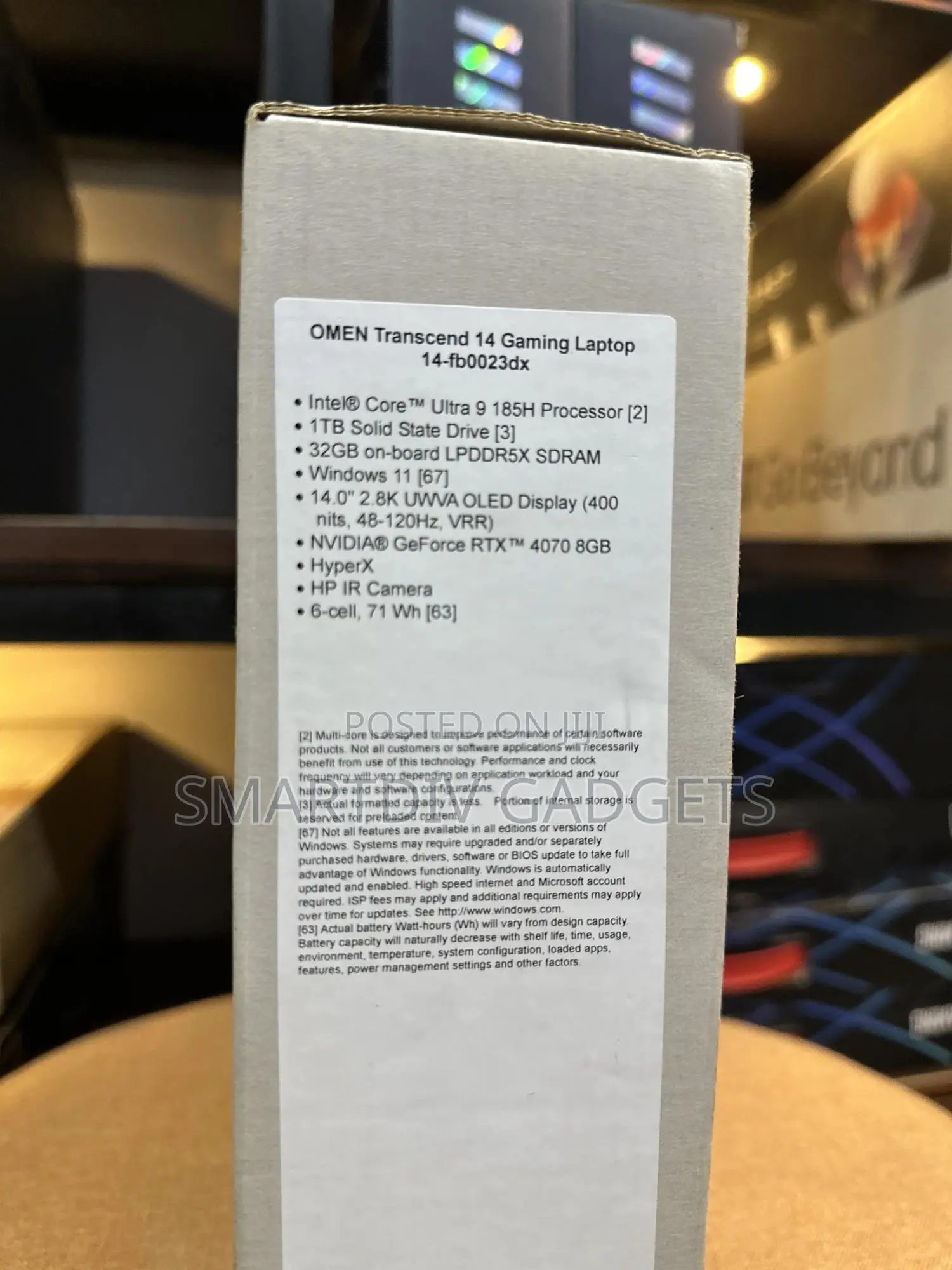 New HP Omen Transcend 14-Fb0023dx 32GB Intel Core Ultra 9 SSD 1T