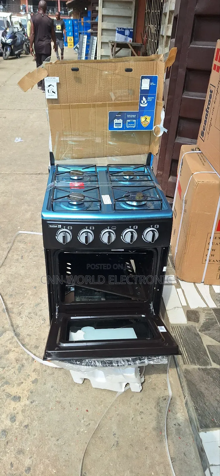 Original Scanfrost 4 Burners Standing Gas Oven Blue Flame