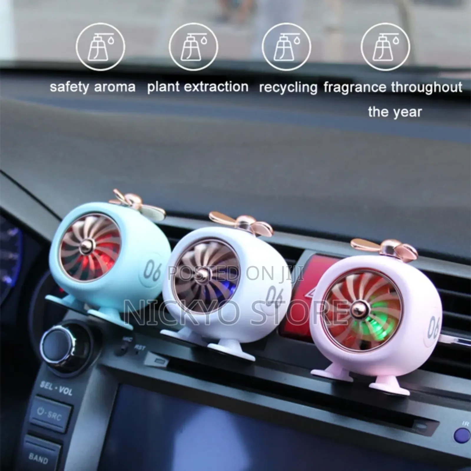 Car Air Freshener With Light Auto Fan Car Perfume Diffuser
