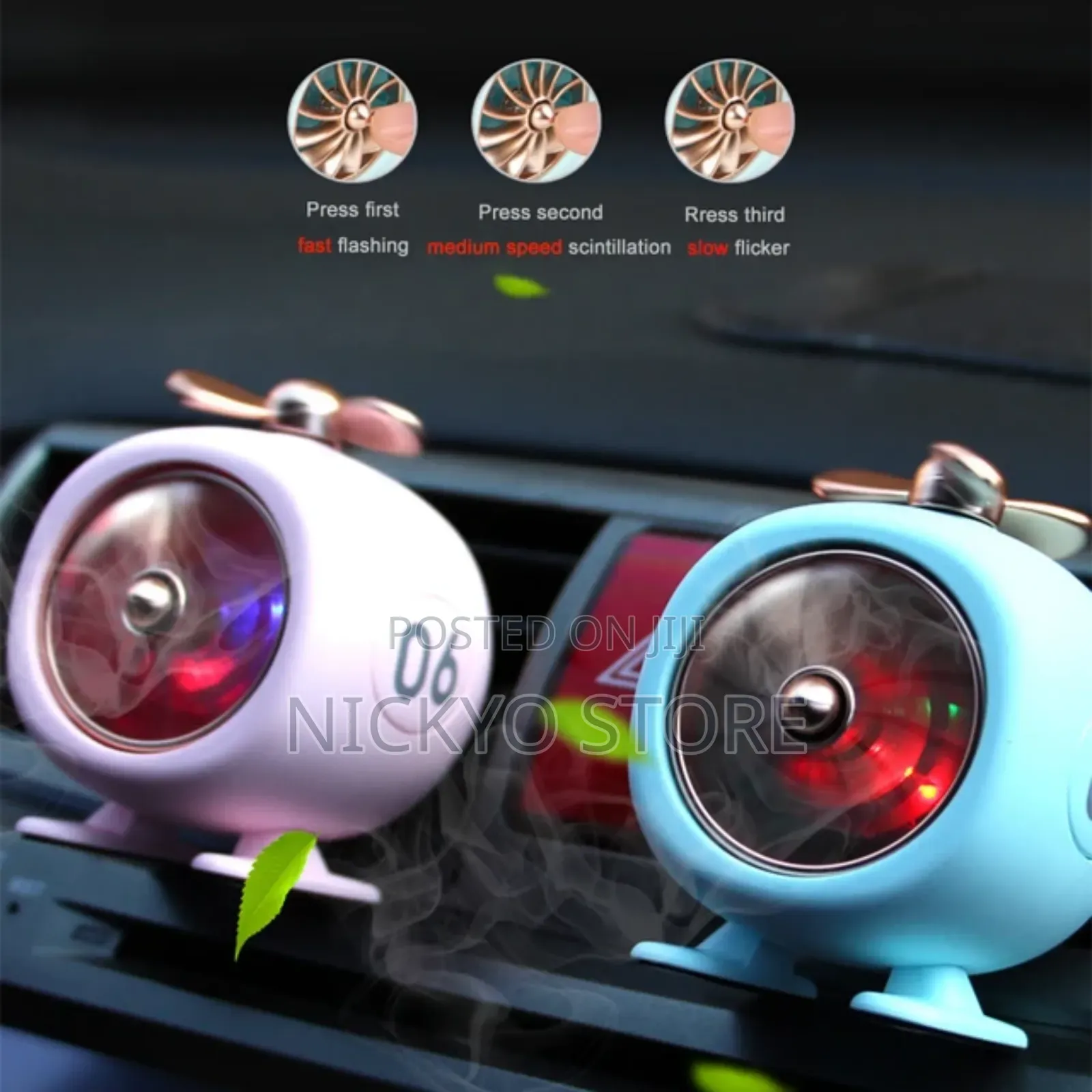 Car Air Freshener With Light Auto Fan Car Perfume Diffuser