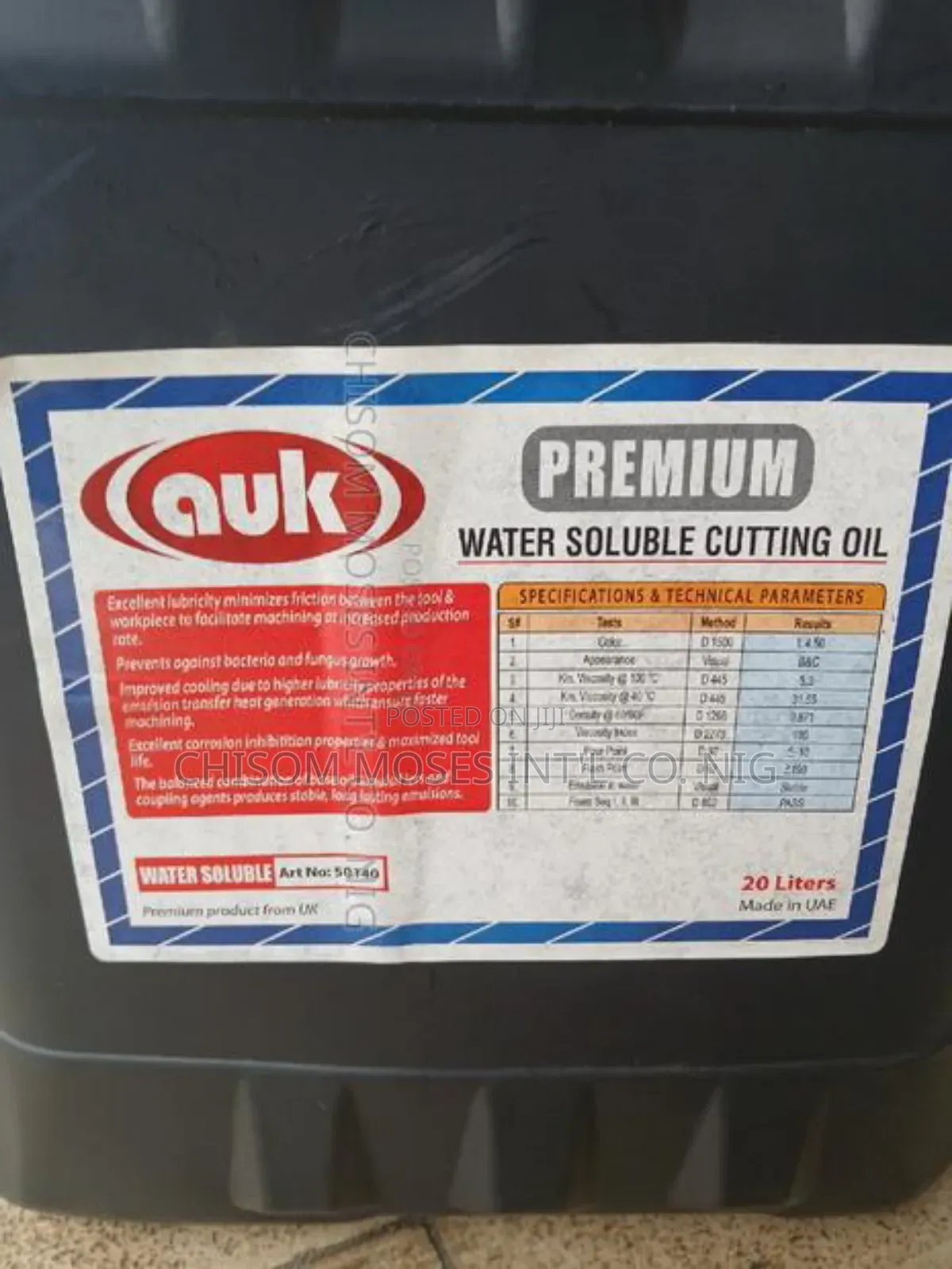Auk Water Soluble Cutting Oil (20liters)