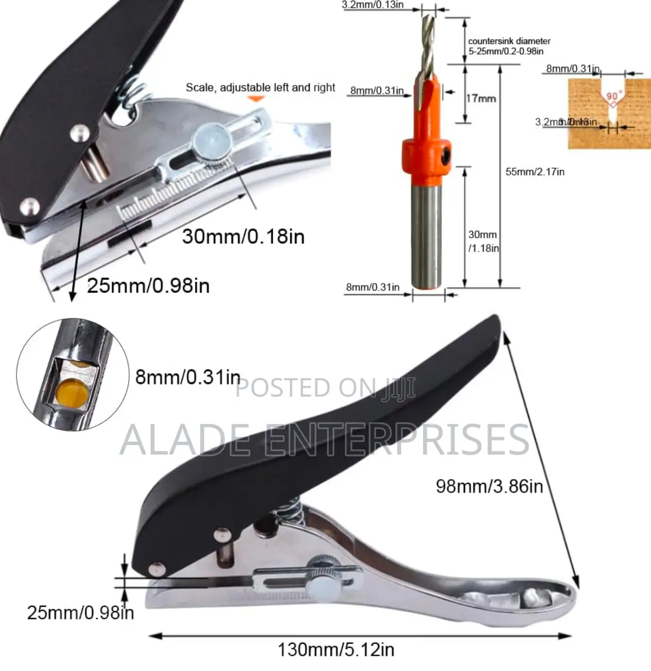 Hole Punch Set With Countersink Dril
