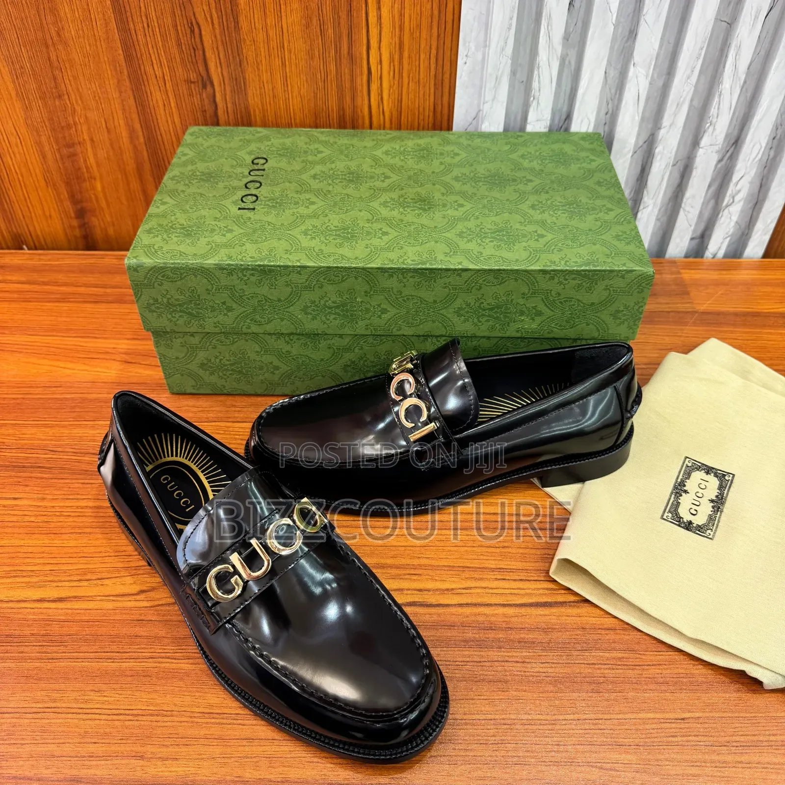 Original GUCCI LEATHER LOAFERS Available in Store