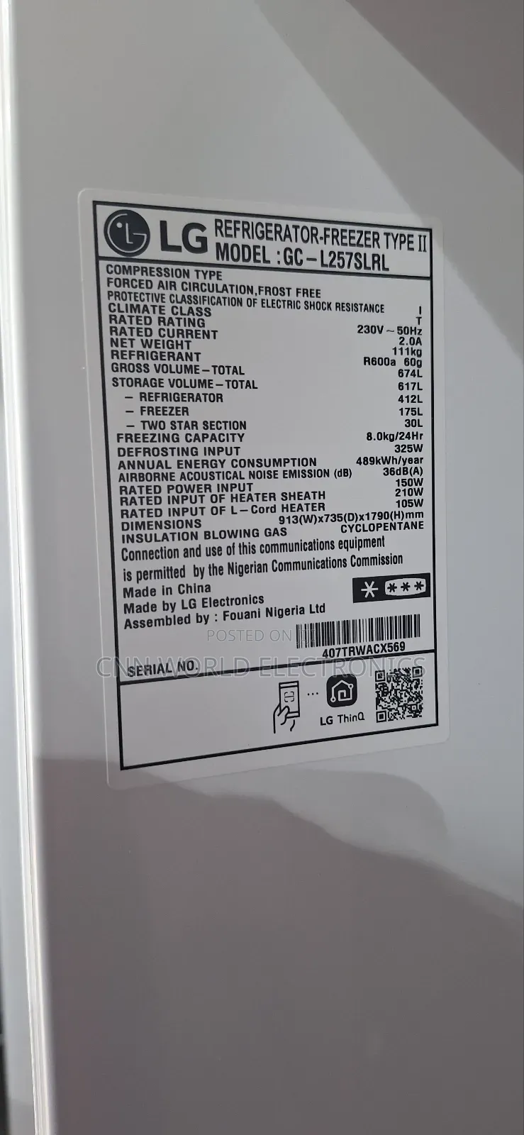 New Lg 674l Smart Inverter Side By Side Fridge Ice Dispenser