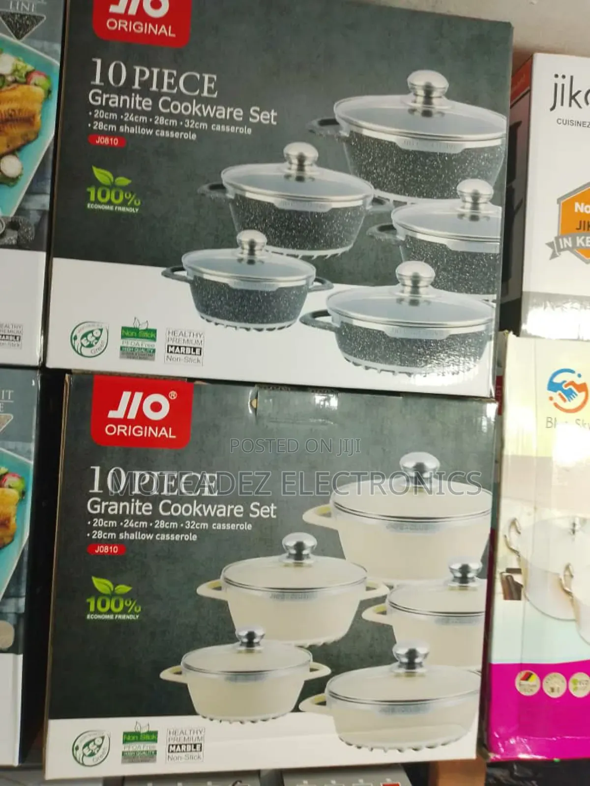 Jio Original 10pcs Granite Cookware Set With Glass Lids