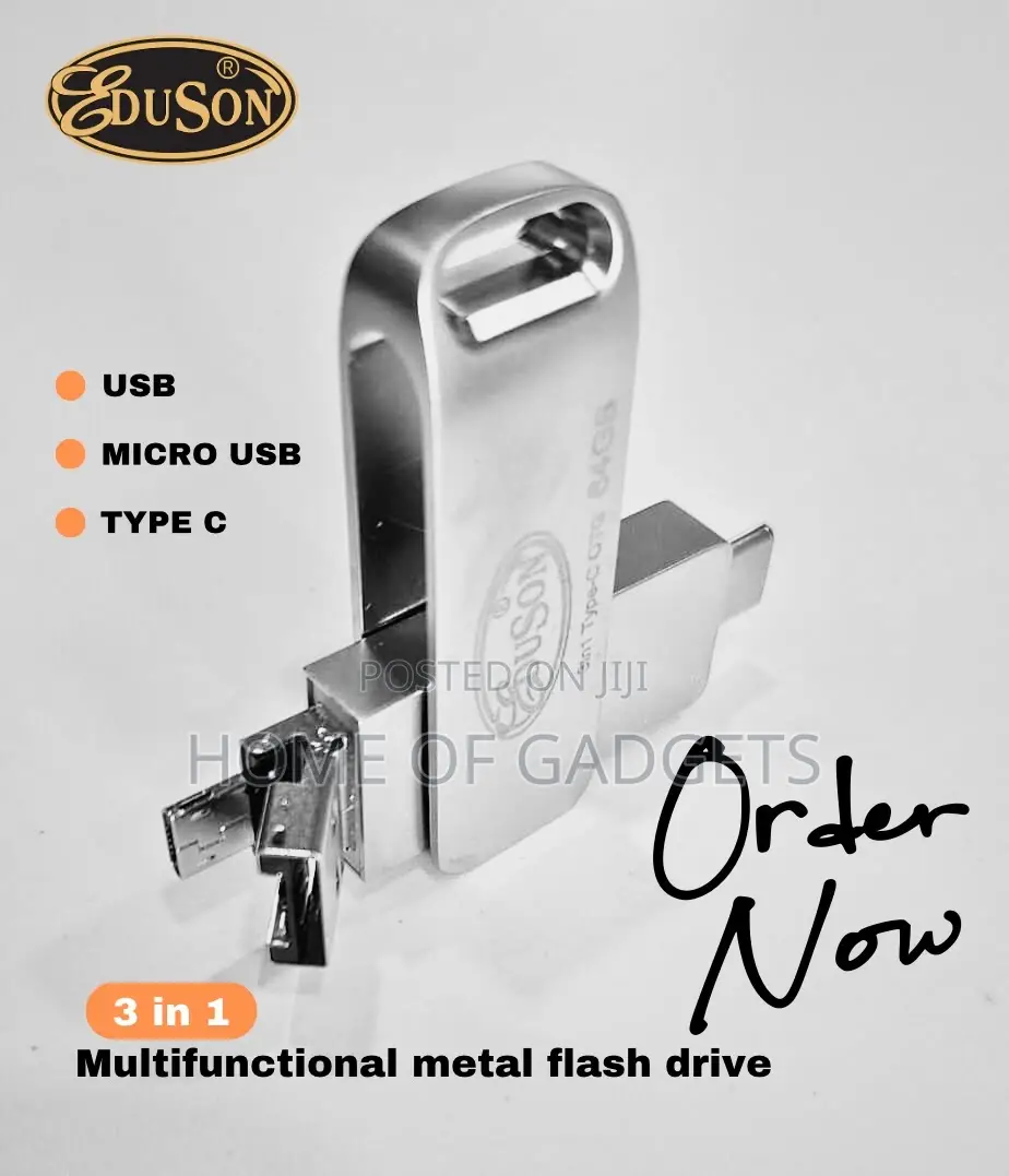 3 in 1 (64gb) Flash Drive With Type C Port (Metal)