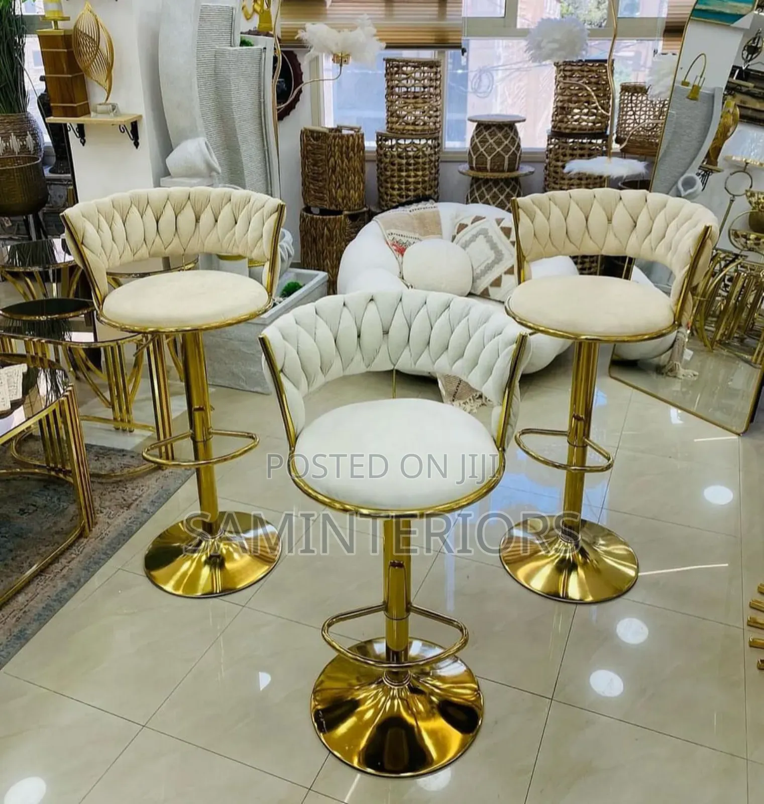 New Designed Adjustable Bar Stool With Gold Base