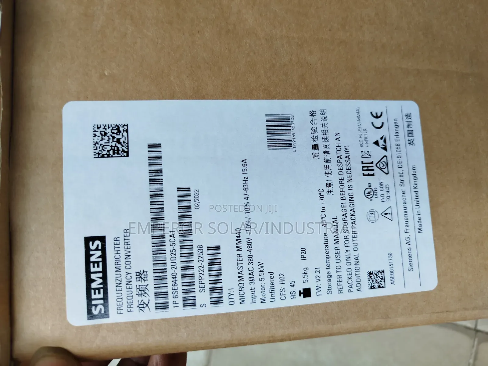 VFD Siemens Drive. 5.5kw