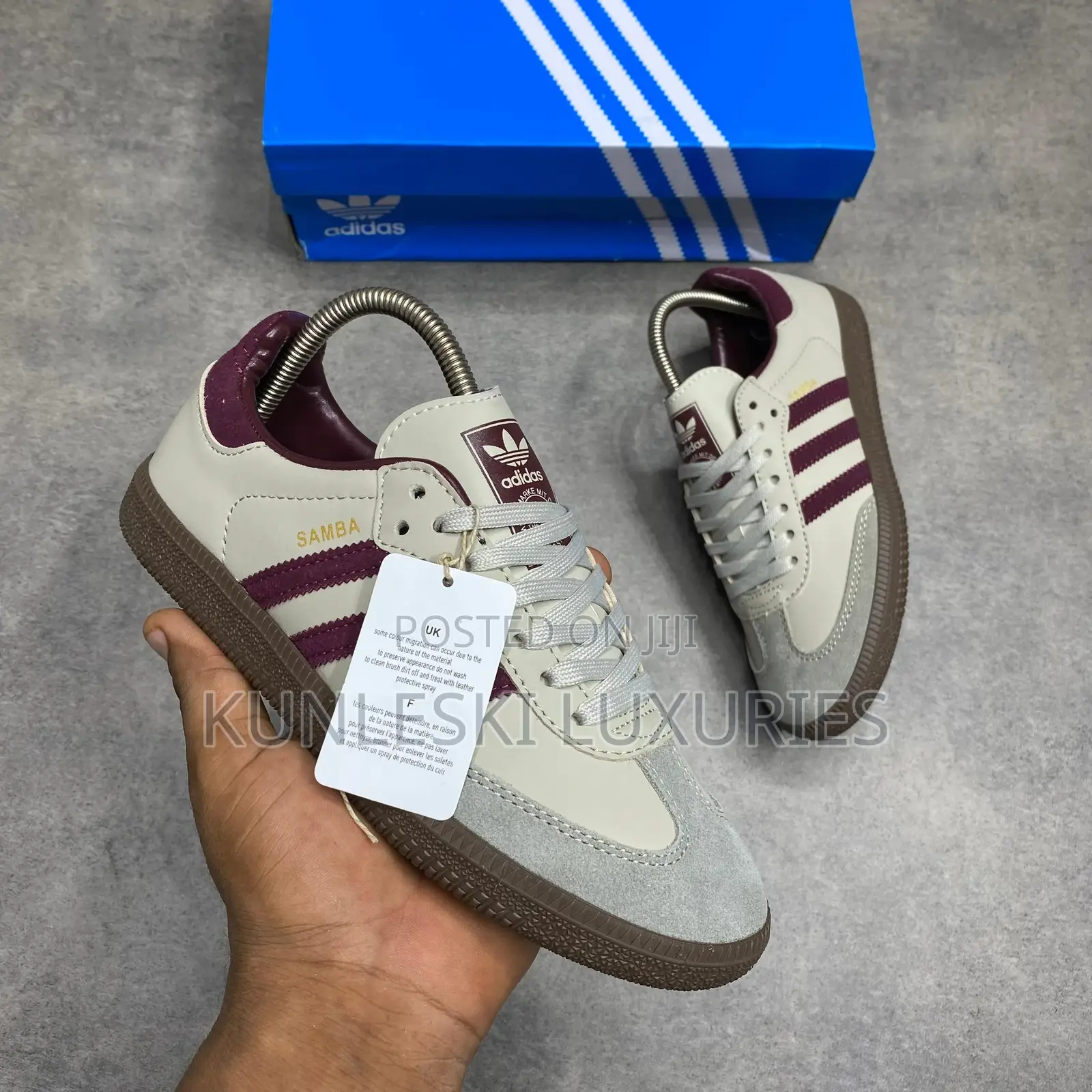 Original Adidas Samba OG Putty Grey Maroon Sneakers