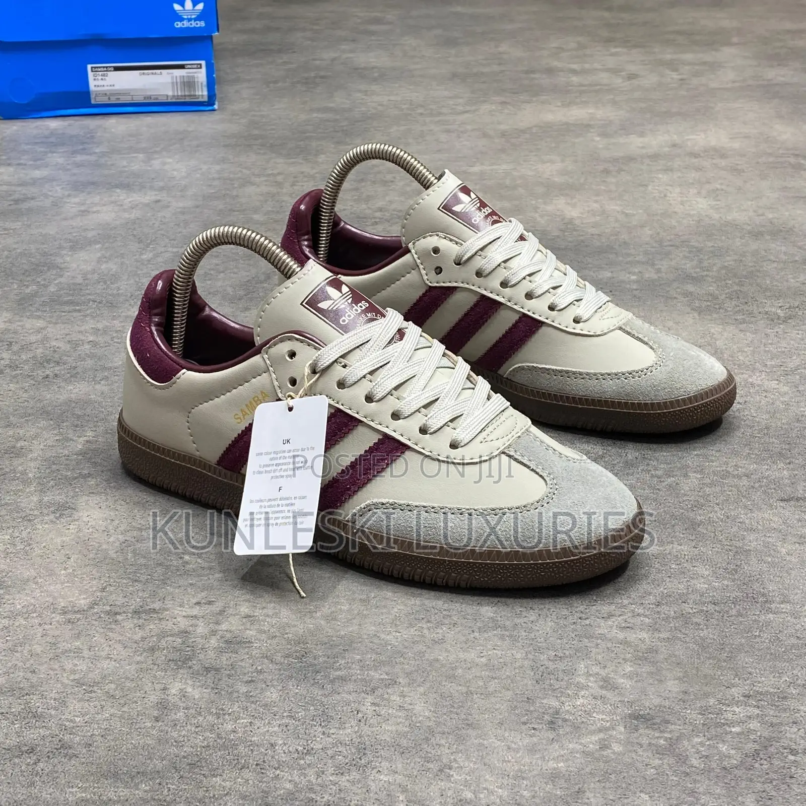 Original Adidas Samba OG Putty Grey Maroon Sneakers
