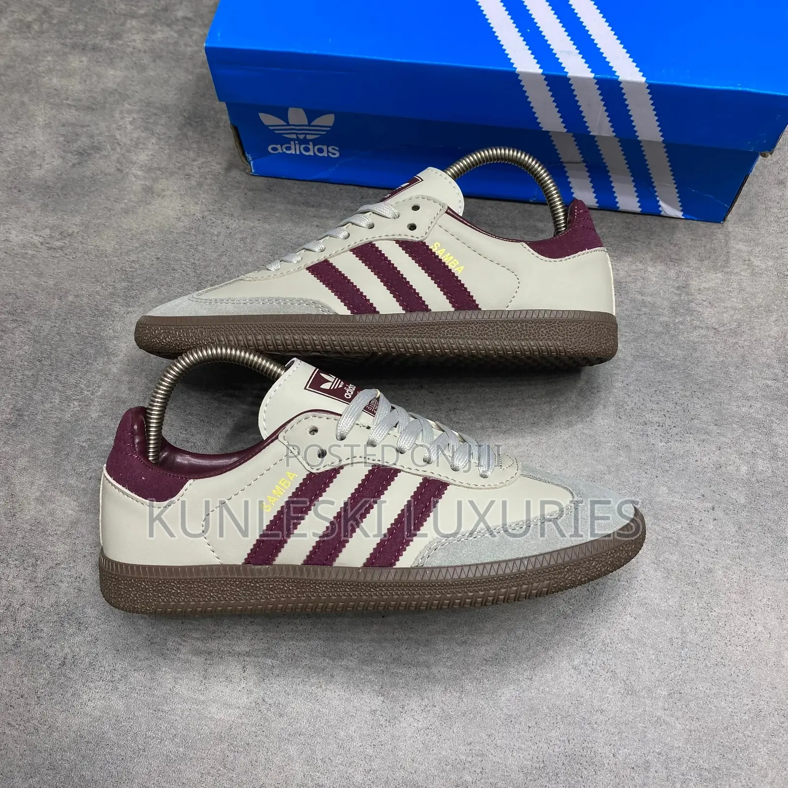 Original Adidas Samba OG Putty Grey Maroon Sneakers