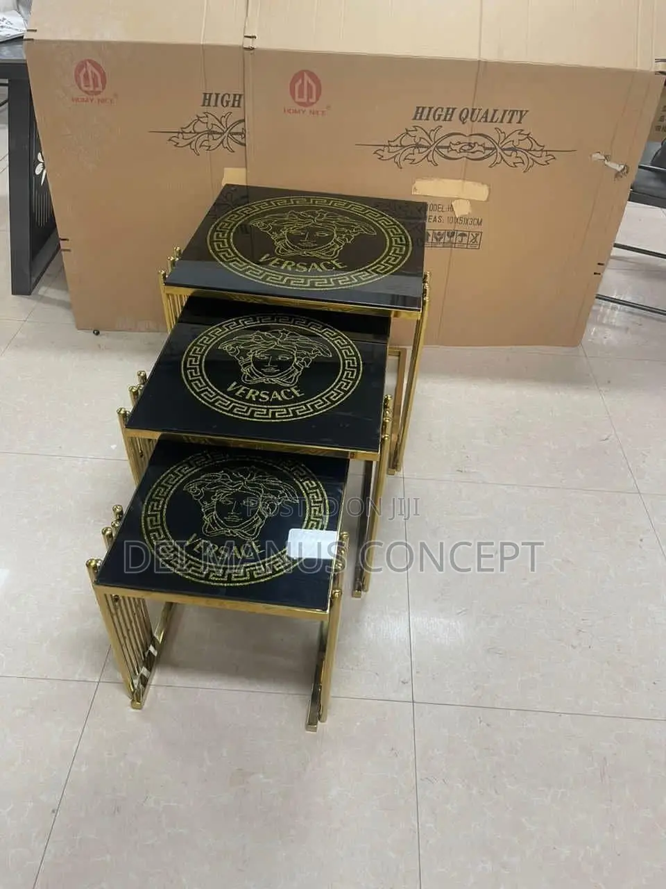 3 in 1 Side Stools With Glass Top