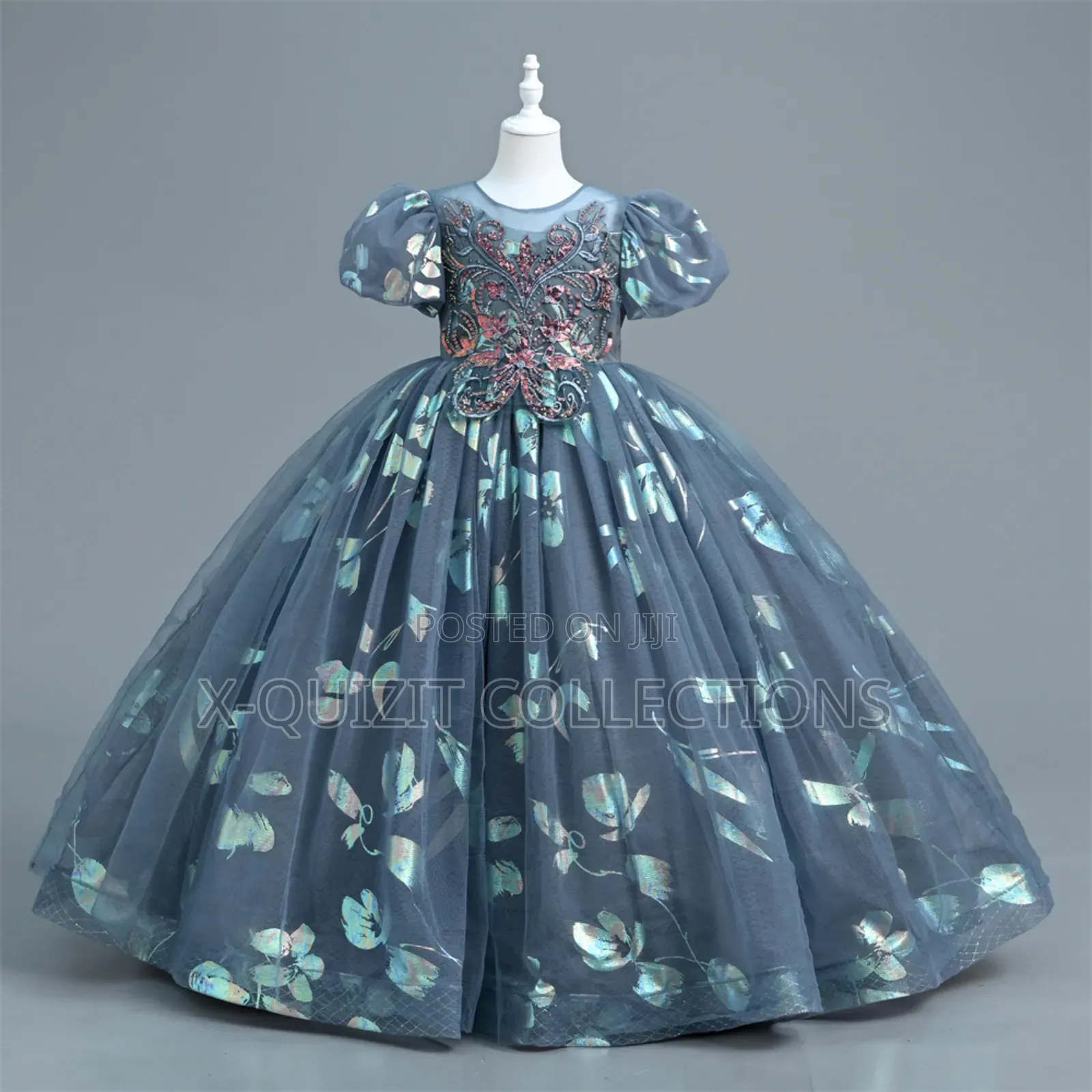 Puff Sleeve Applique Dress (8-12yrs)