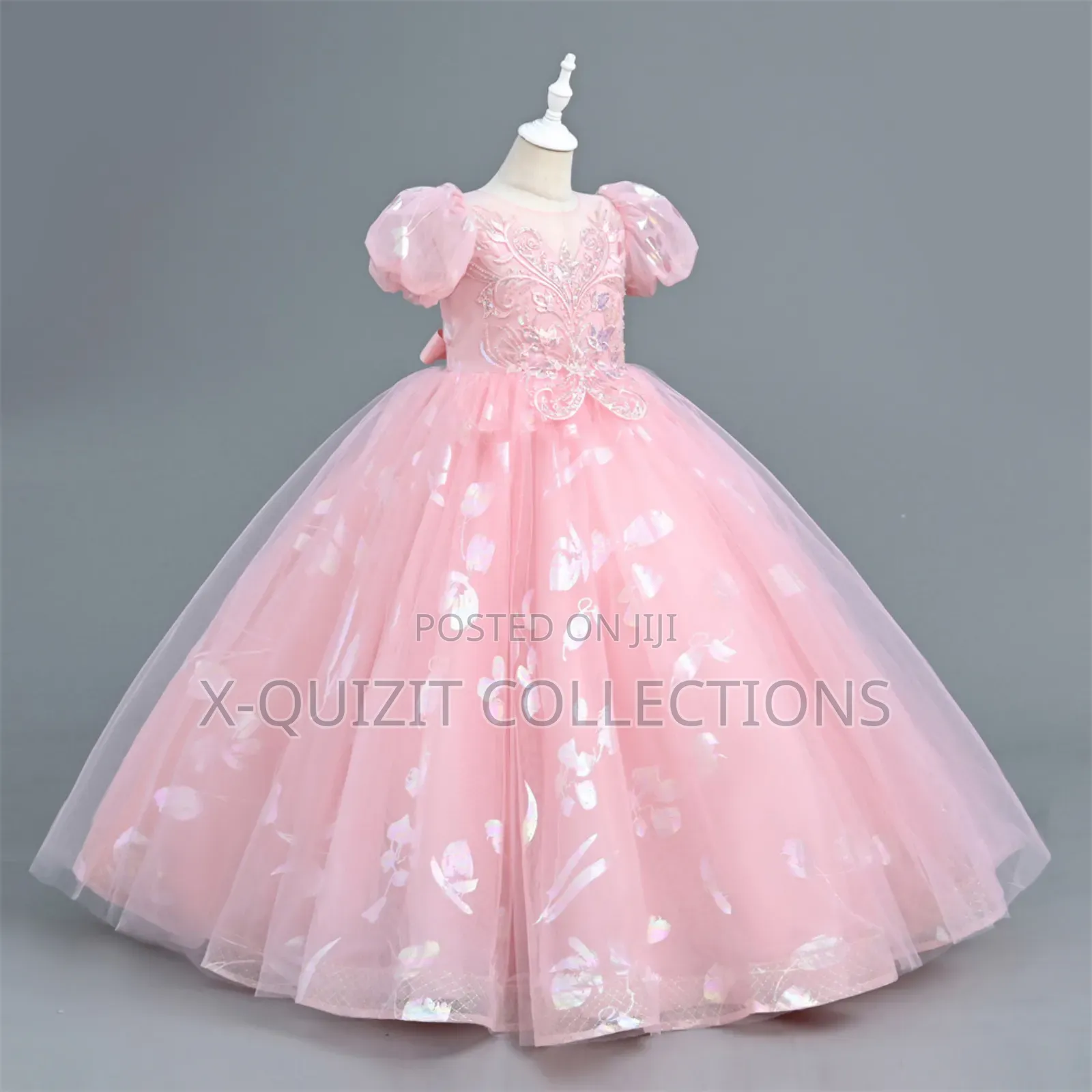 Puff Sleeve Applique Dress (8-12yrs)