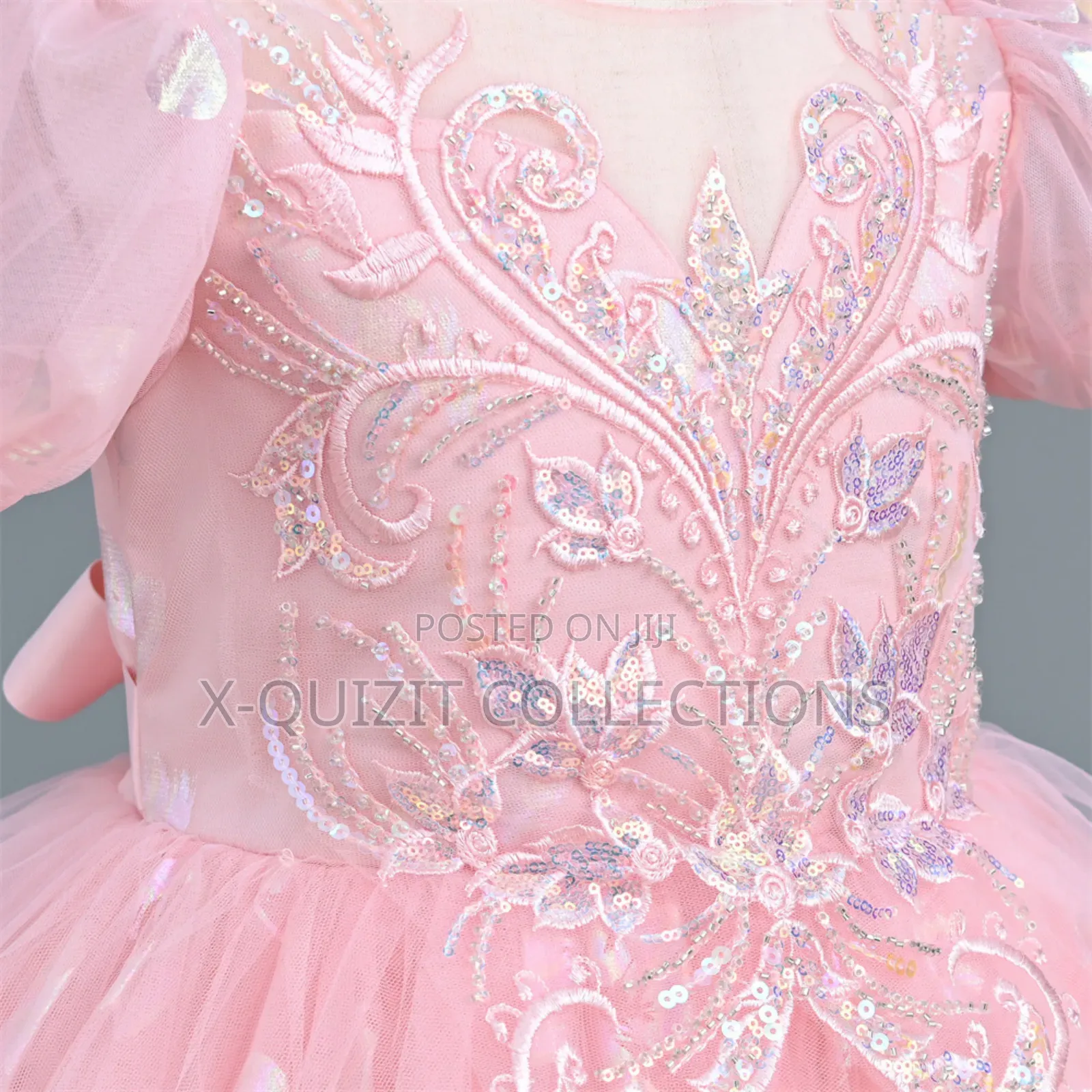 Puff Sleeve Applique Dress (8-12yrs)