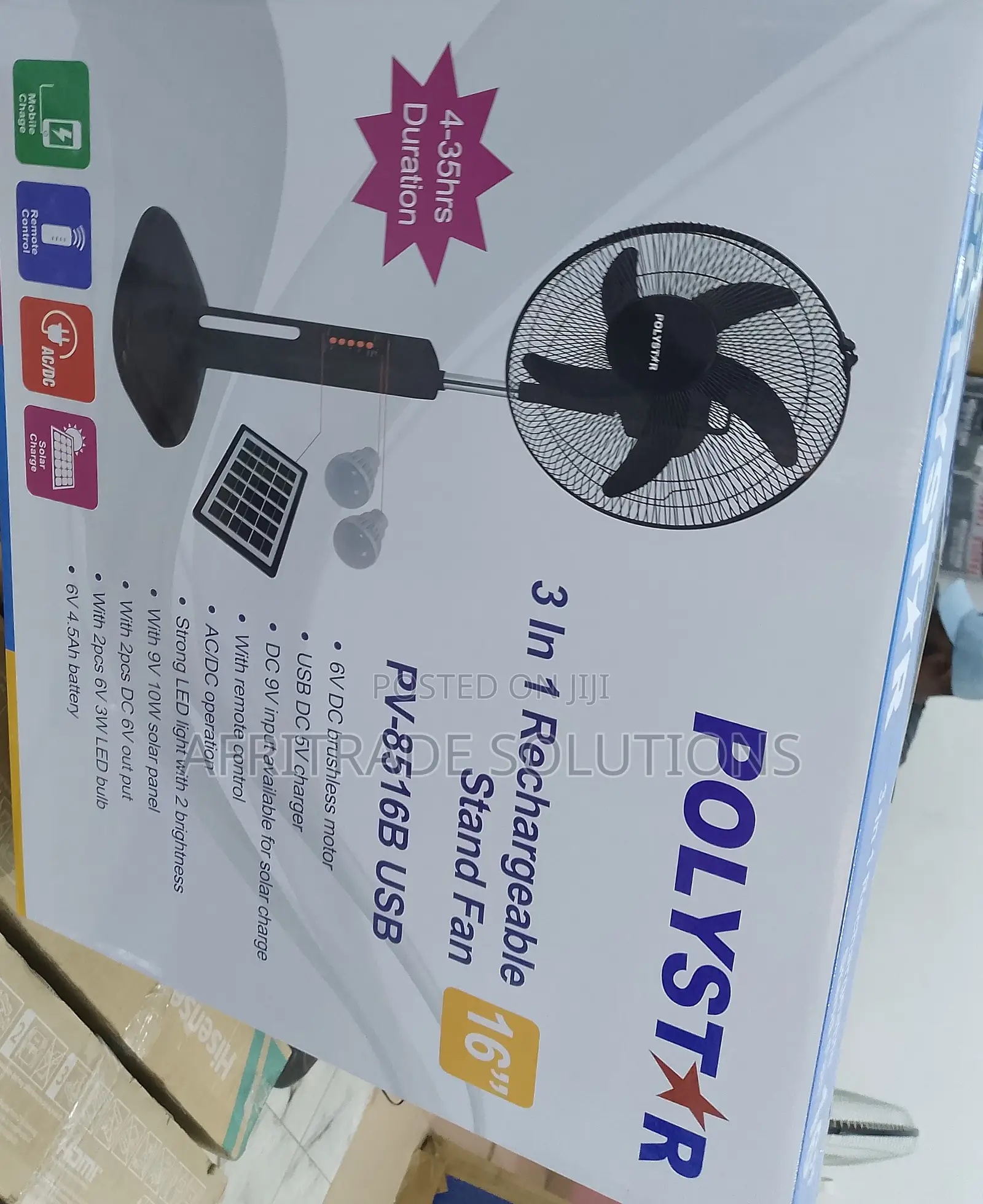Newly Improved Polystar 3in1 Rechargeable Fan