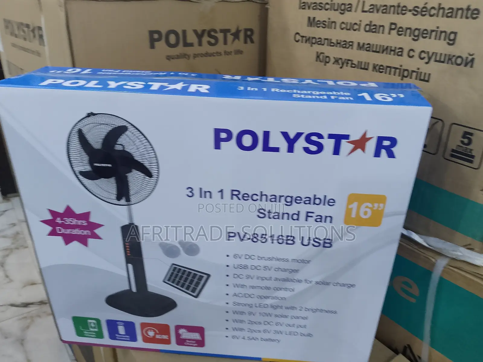 Top-Pick Polystar 3in1 Rechargeable Fan