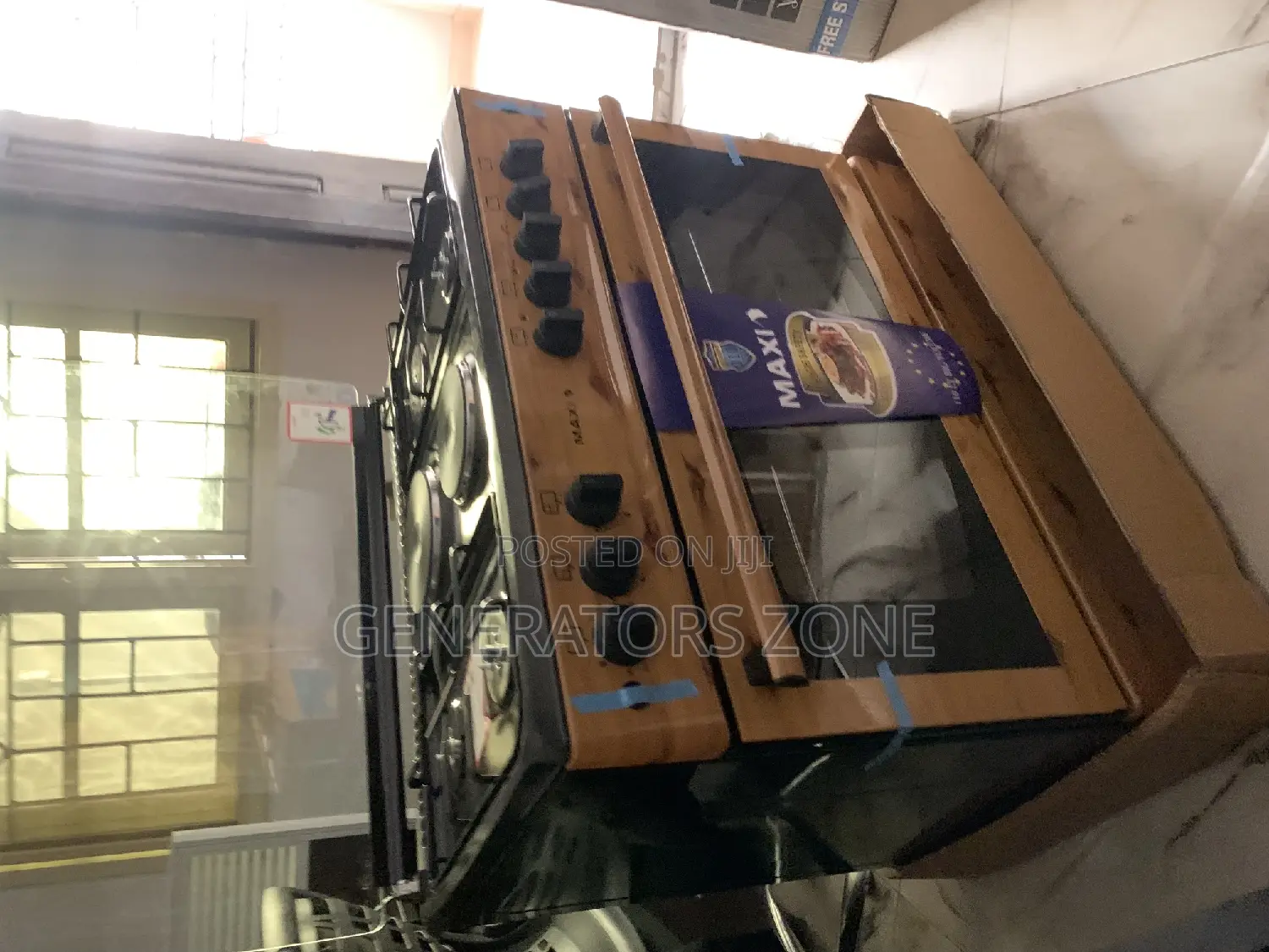 Oven Glass Maxi 60*90 {4+2} Burner Gas Cooker Wood {F9E42G2}