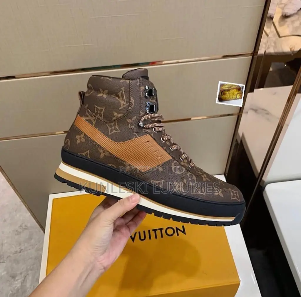 Virgil Ahblo X Louis Vuitton Harlem Brown High Top Boot
