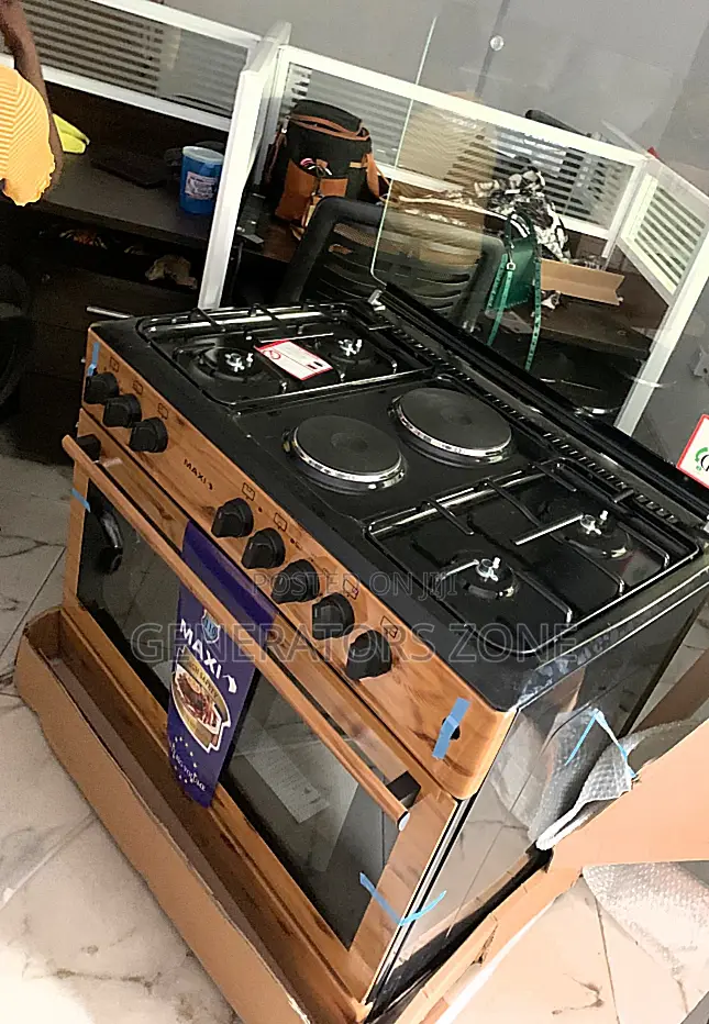 Glass Lid Maxi 60*90 {4+2} Burner Gas Cooker Wood {F9E42G2}