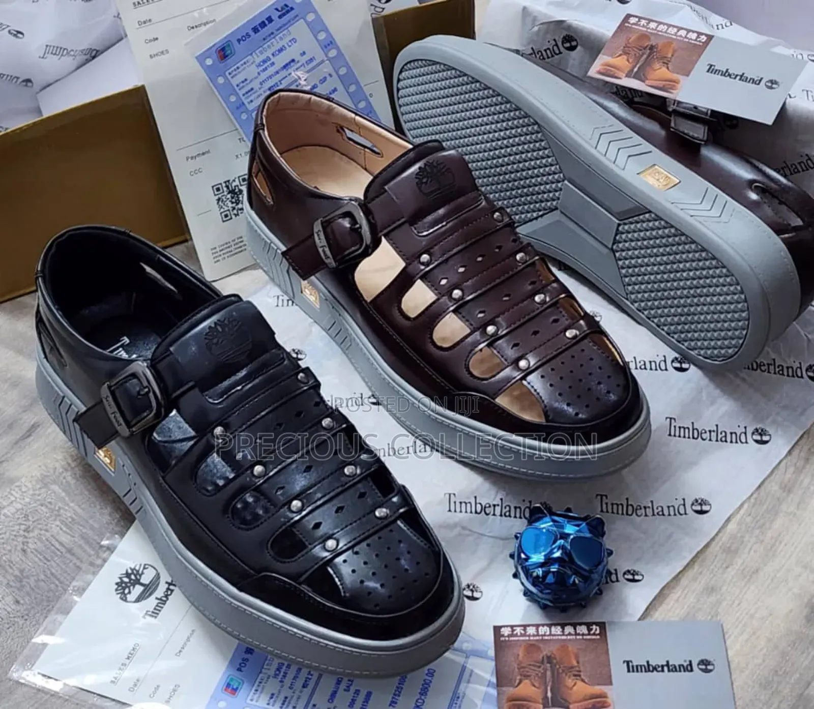 Unisex Timberland Vintage Leather Sandals With Studs