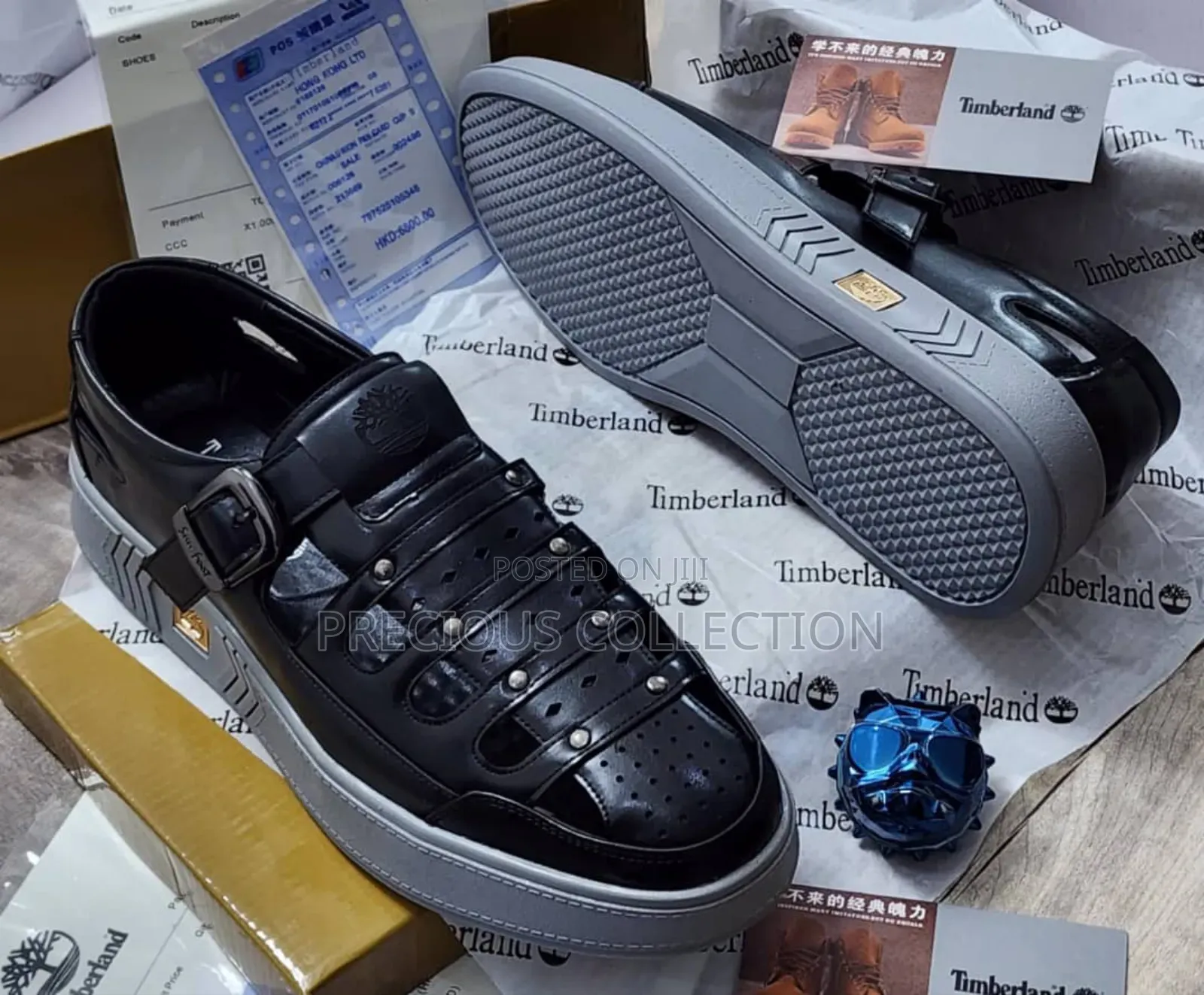 Unisex Timberland Vintage Leather Sandals With Studs