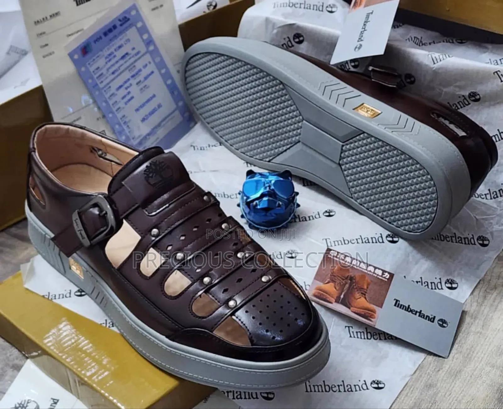 Unisex Timberland Vintage Leather Sandals With Studs