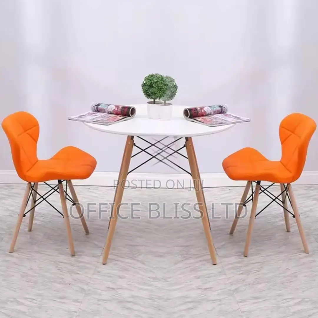 80cm*80cm Wooden Dinning Table Two Leather Chairs