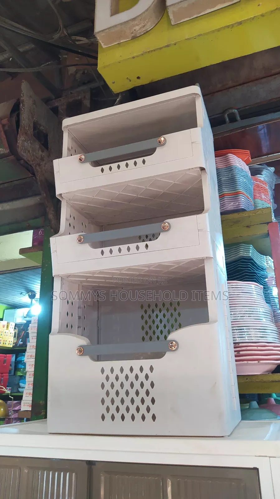 Multiple-Use 4tier Collapsible Storage Rack Without Wheels