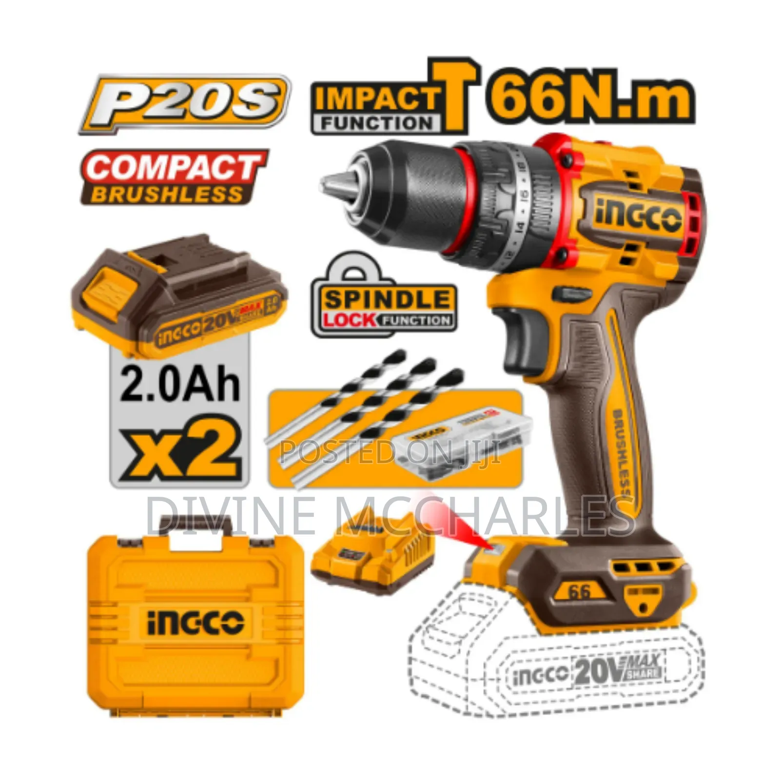 Ingco Compact Brushless Cordless Impact Drill Cidli20668
