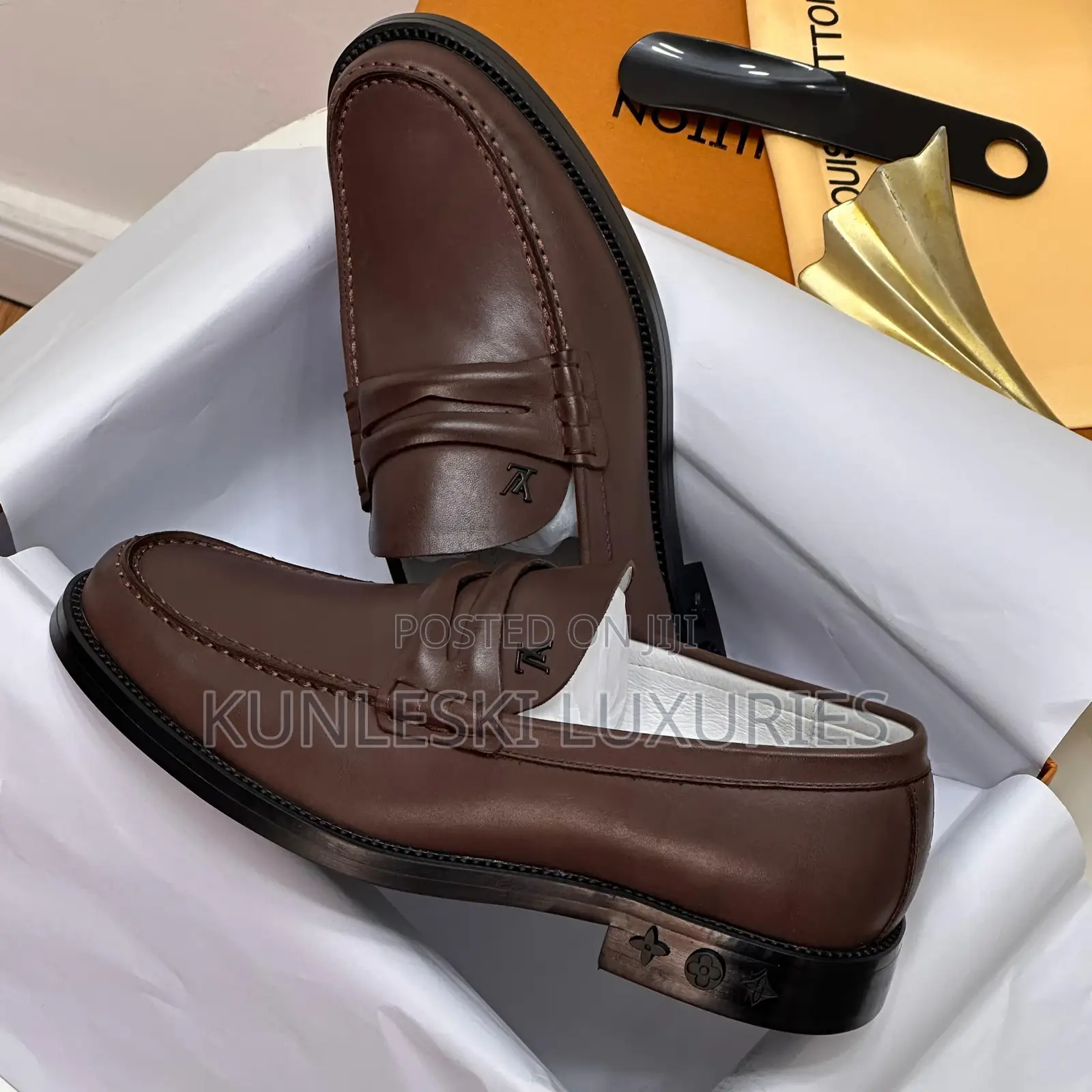 Original Louis Vuitton Brown / Black Leather Shoes for Men
