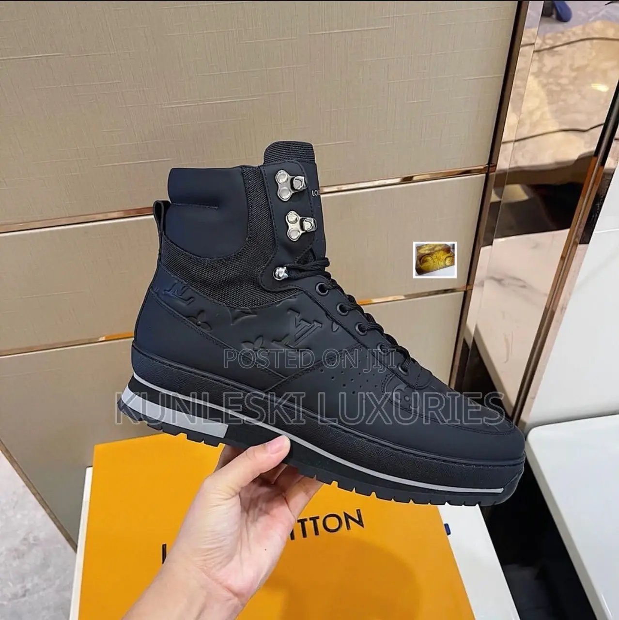 Virgil Ahblo X Louis Vuitton Harlem High Top Black Boot