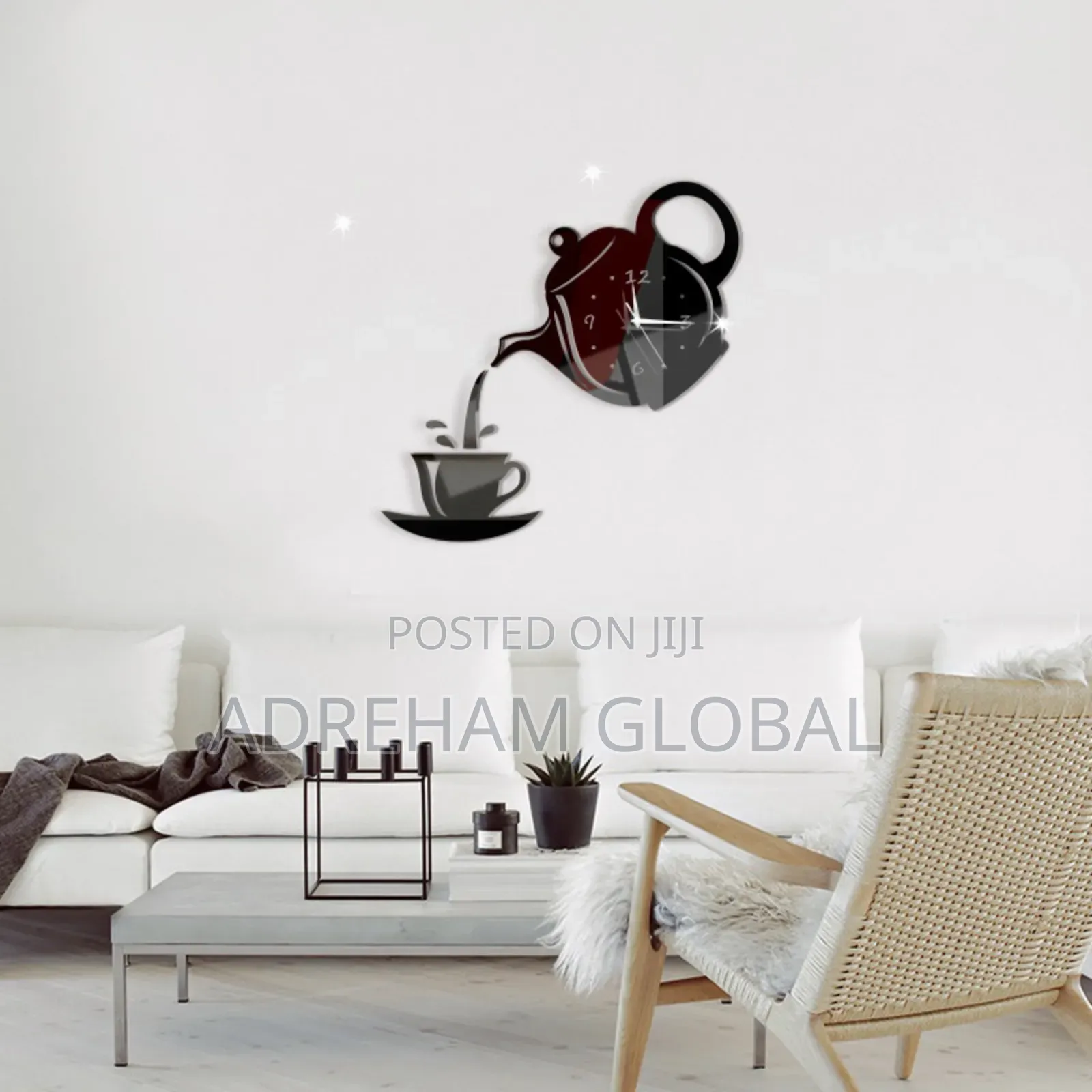 Tea Cup and Jug Acrylic Design Wall Clock