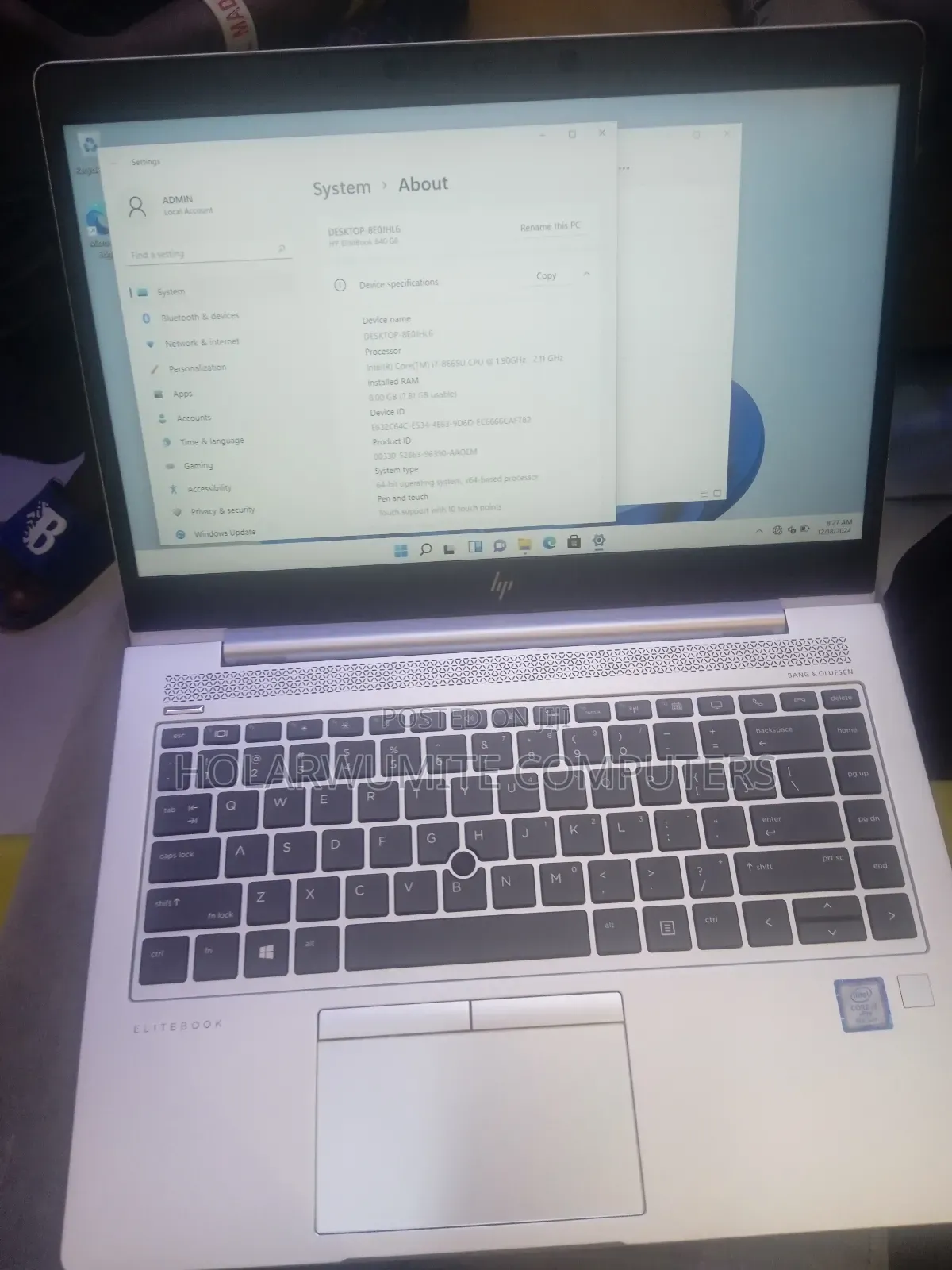 Laptop HP EliteBook 840 G6 16GB Intel Core I7 SSD 256GB