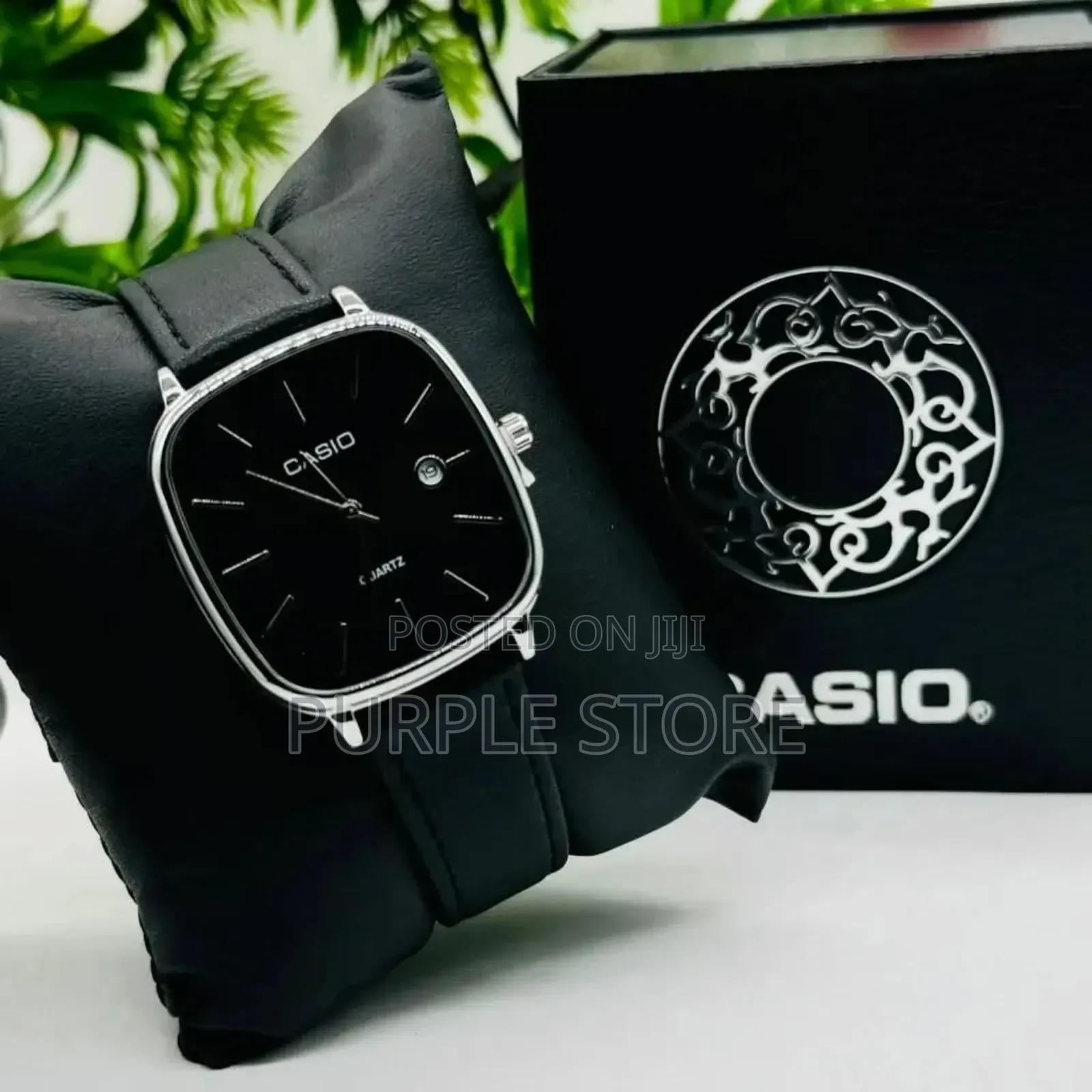 Casio Black Leather Wristwatch