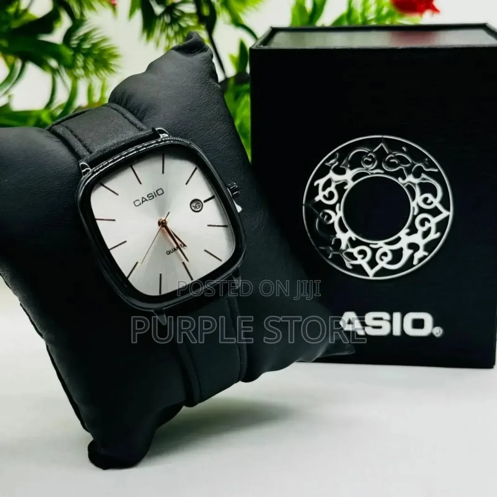 Casio Black Leather Wristwatch